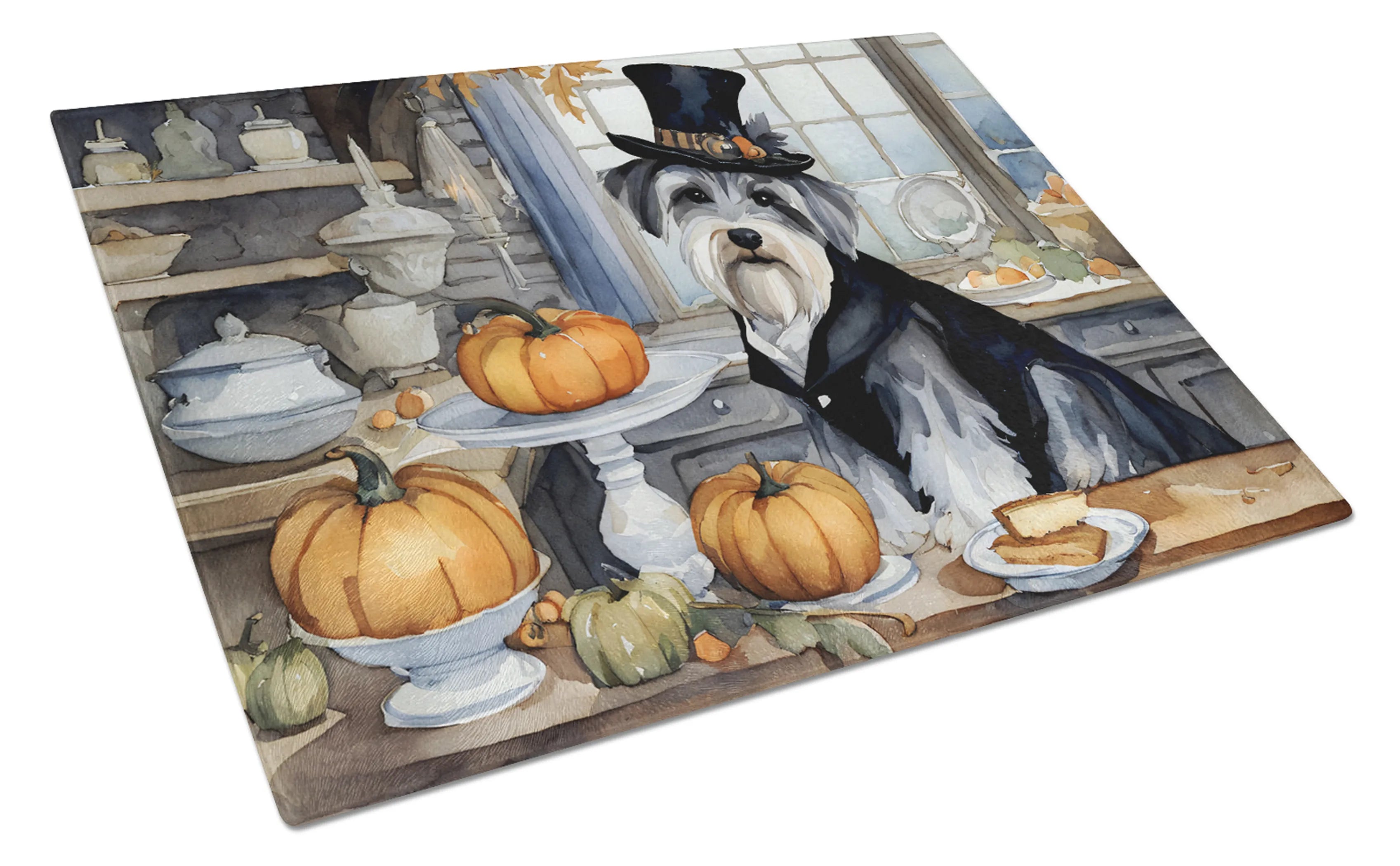 Fall Kitchen Pumpkin Pie Glass Cutting Board - Size: LARGE | Pack Of: 1 | Collection name: Fall kitchen pumpkin pie