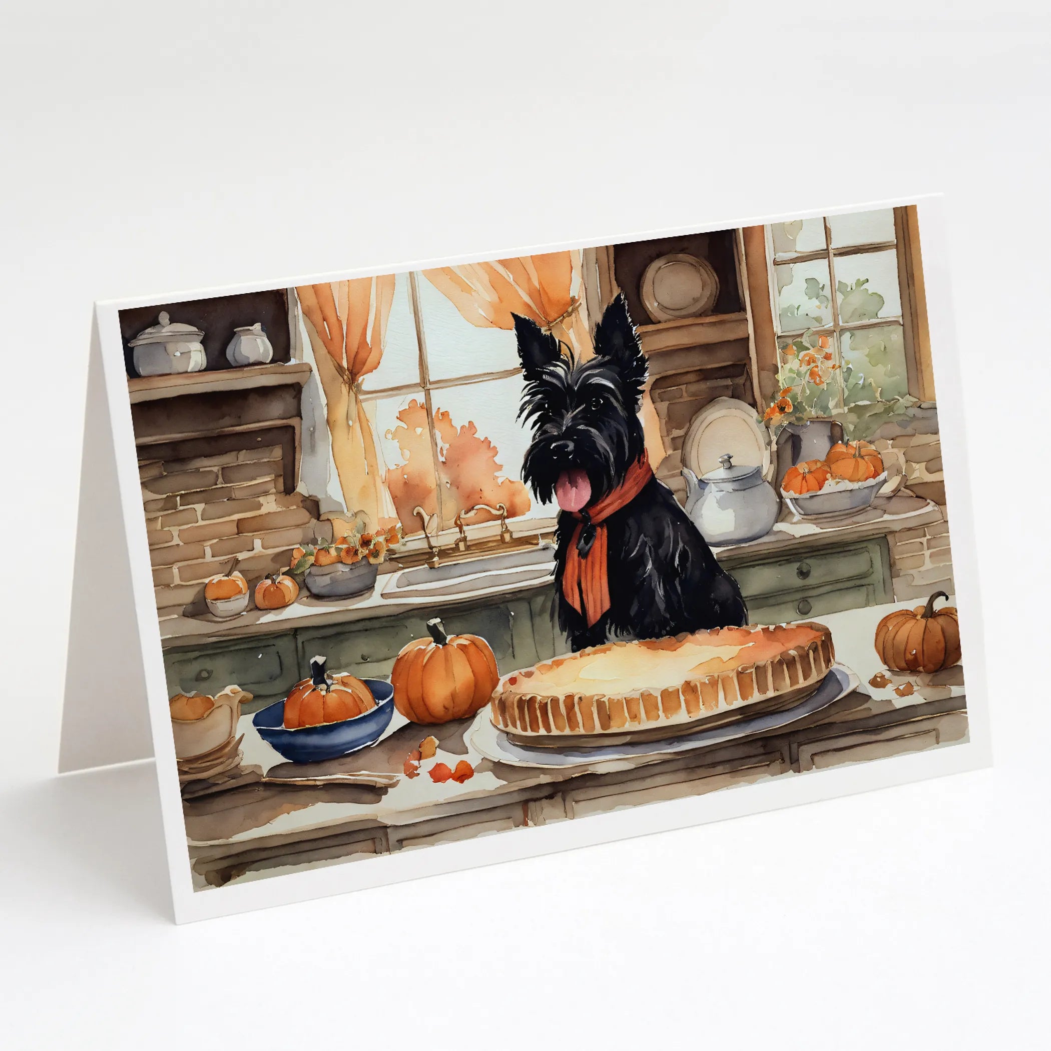 Fall Kitchen Pumpkin Pie Greeting Cards  - Size: 5X7 | Pack Of: 1 | Collection name: Fall kitchen pumpkin pie