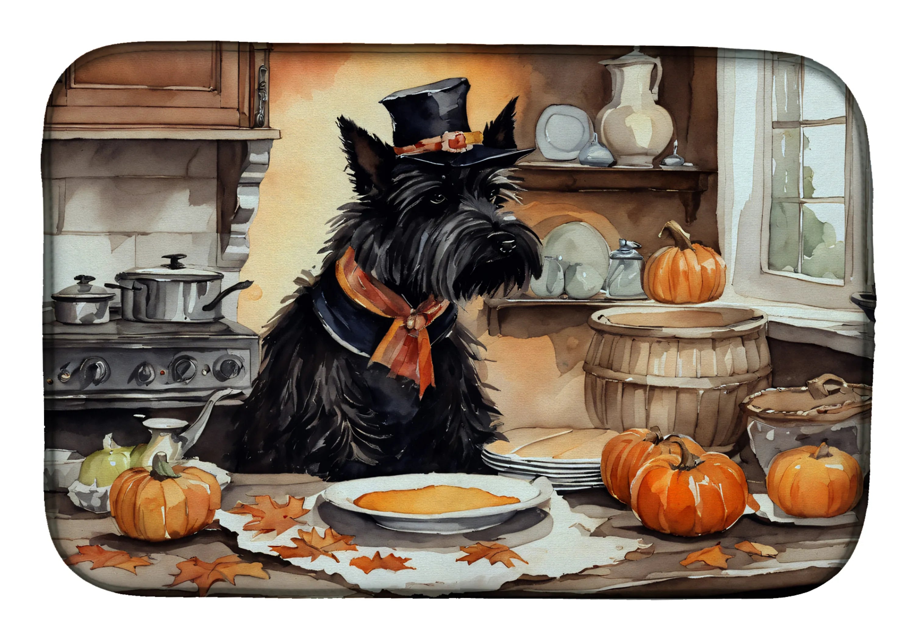 Fall Kitchen Pumpkin Pie Dish Drying Mat - Size: 14  X 21" | Pack Of: 1 | Collection name: Fall kitchen pumpkin pie