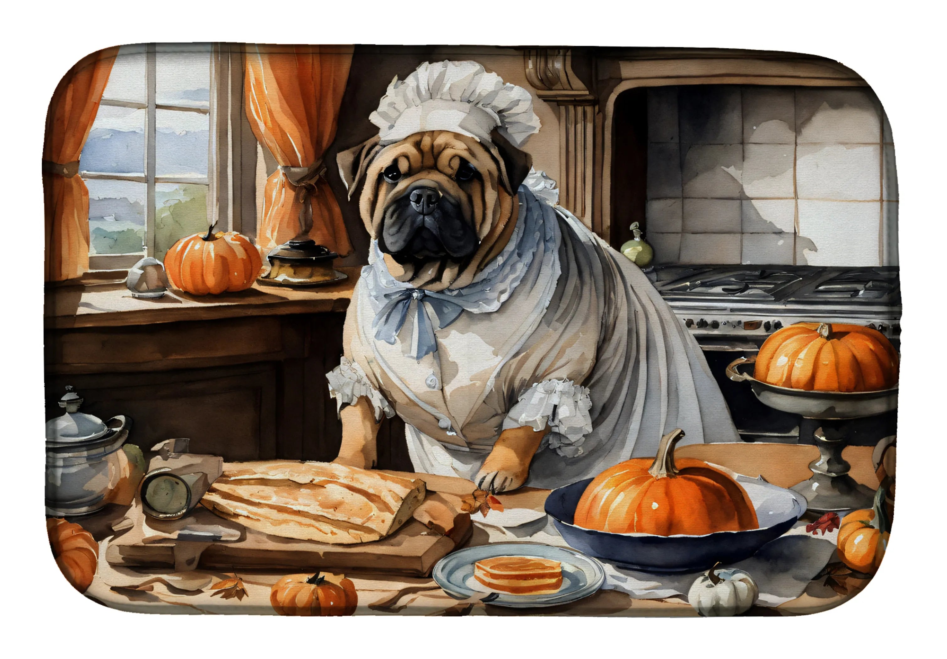 Fall Kitchen Pumpkin Pie Dish Drying Mat - Size: 14  X 21" | Pack Of: 1 | Collection name: Fall kitchen pumpkin pie