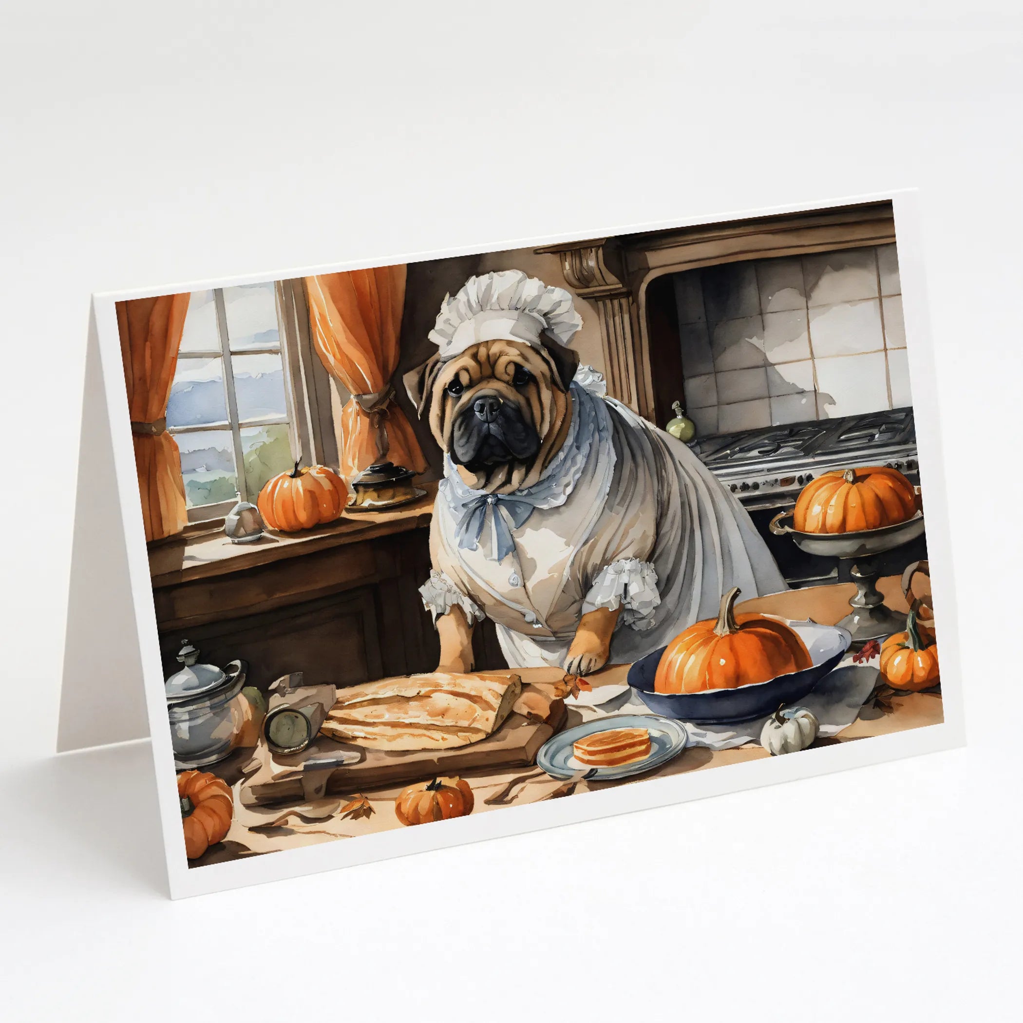 Fall Kitchen Pumpkin Pie Greeting Cards  - Size: 5X7 | Pack Of: 1 | Collection name: Fall kitchen pumpkin pie