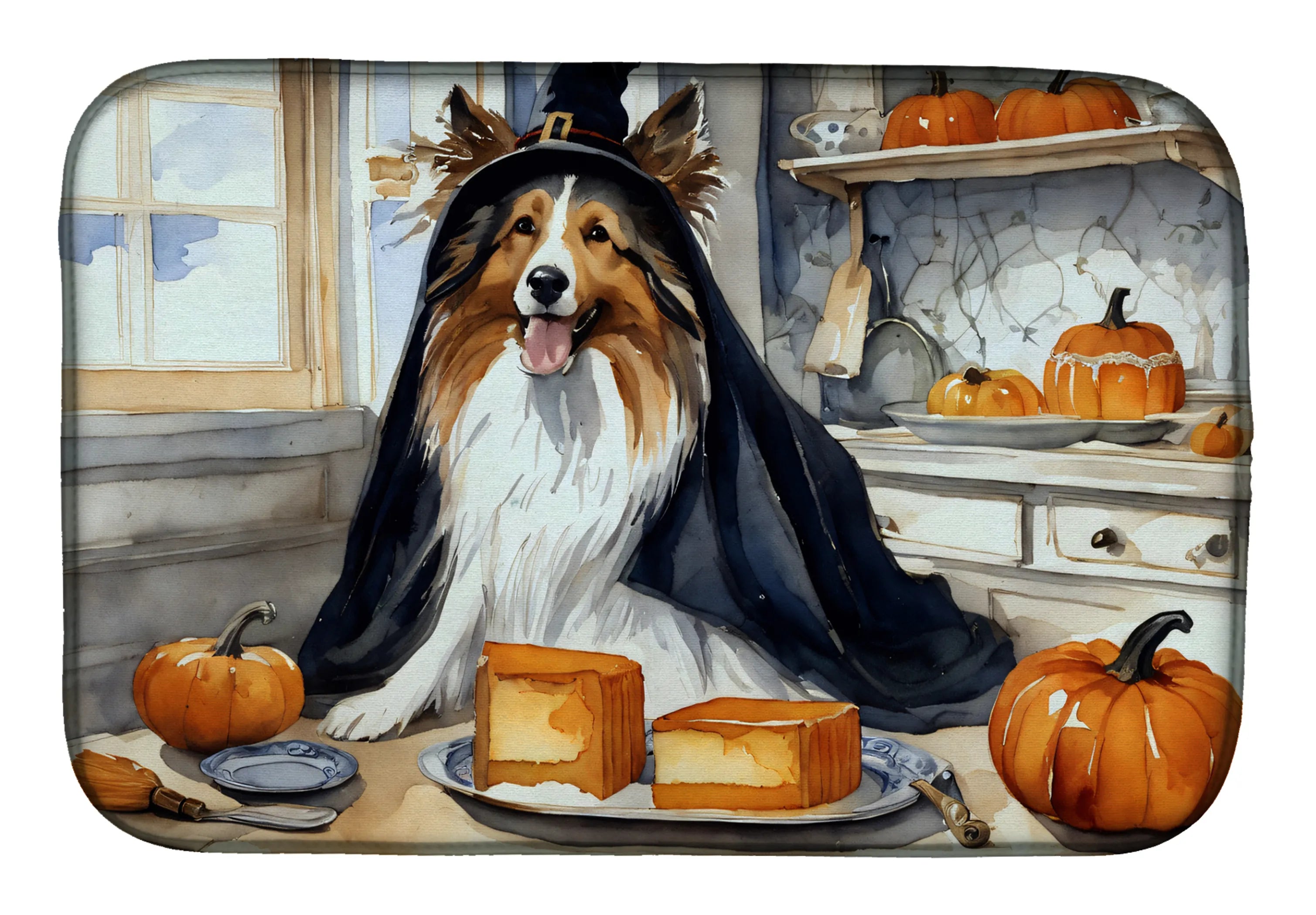 Fall Kitchen Pumpkin Pie Dish Drying Mat - Size: 14  X 21" | Pack Of: 1 | Collection name: Fall kitchen pumpkin pie