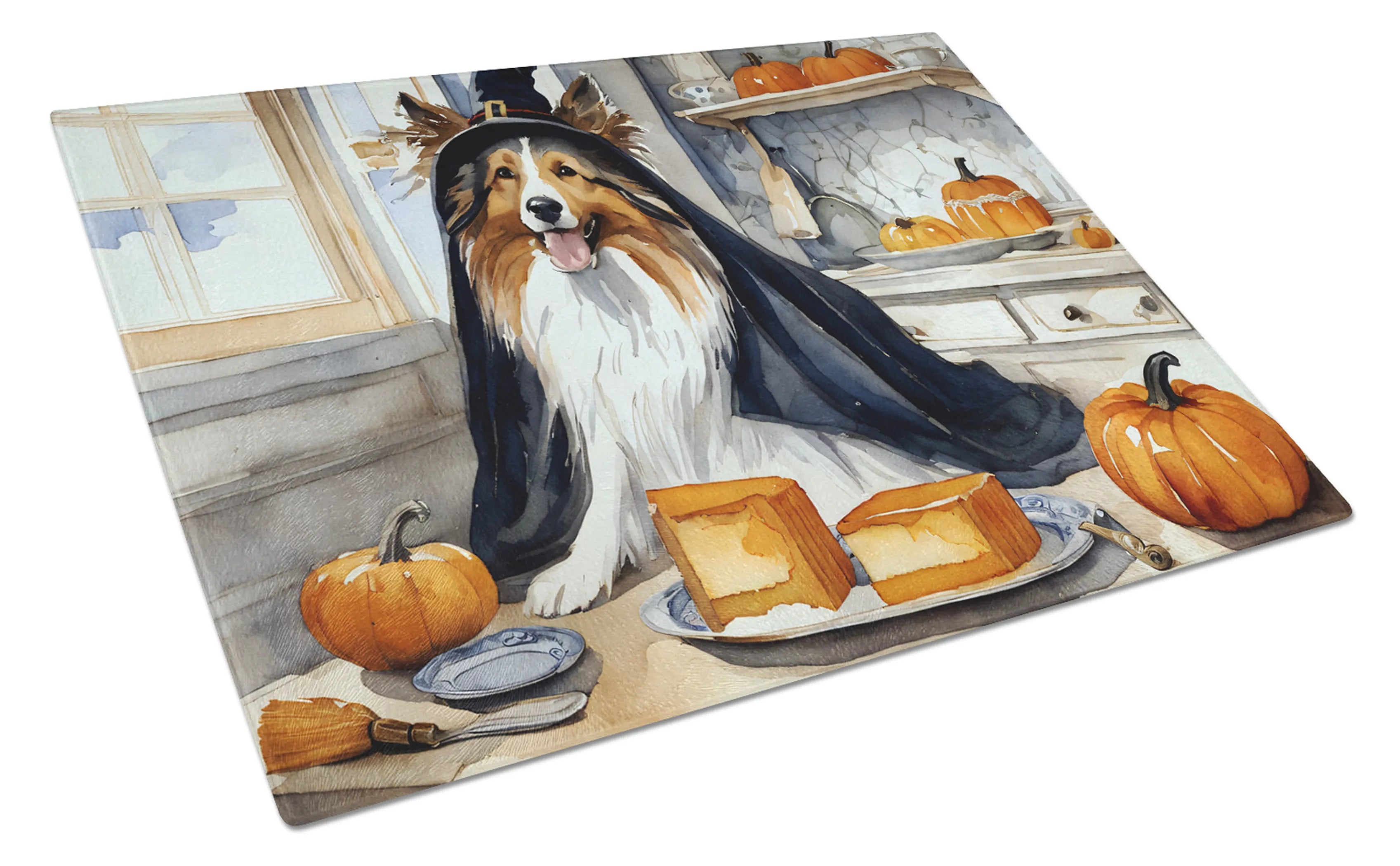 Fall Kitchen Pumpkin Pie Glass Cutting Board - Size: LARGE | Pack Of: 1 | Collection name: Fall kitchen pumpkin pie