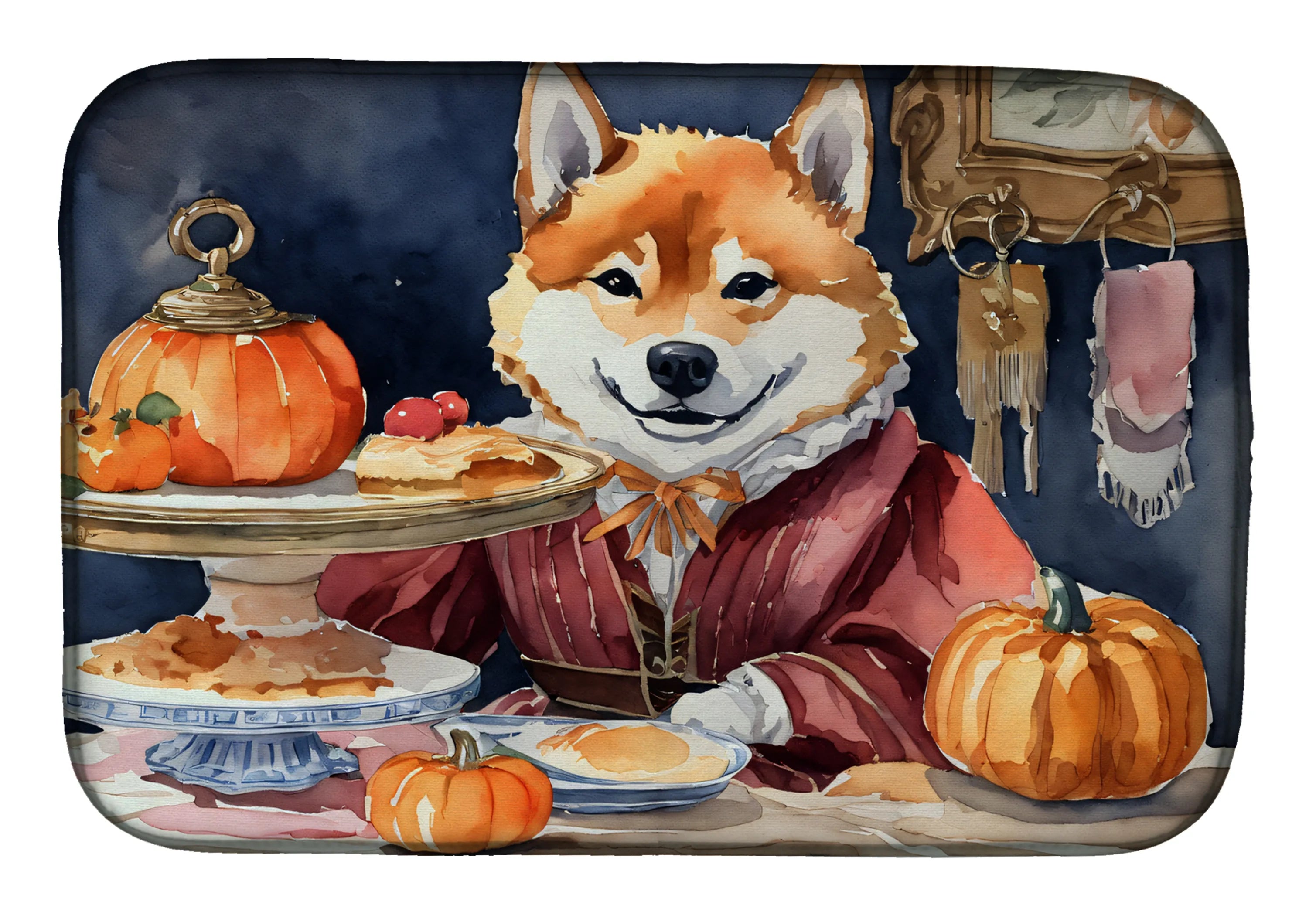 Fall Kitchen Pumpkin Pie Dish Drying Mat - Size: 14  X 21" | Pack Of: 1 | Collection name: Fall kitchen pumpkin pie