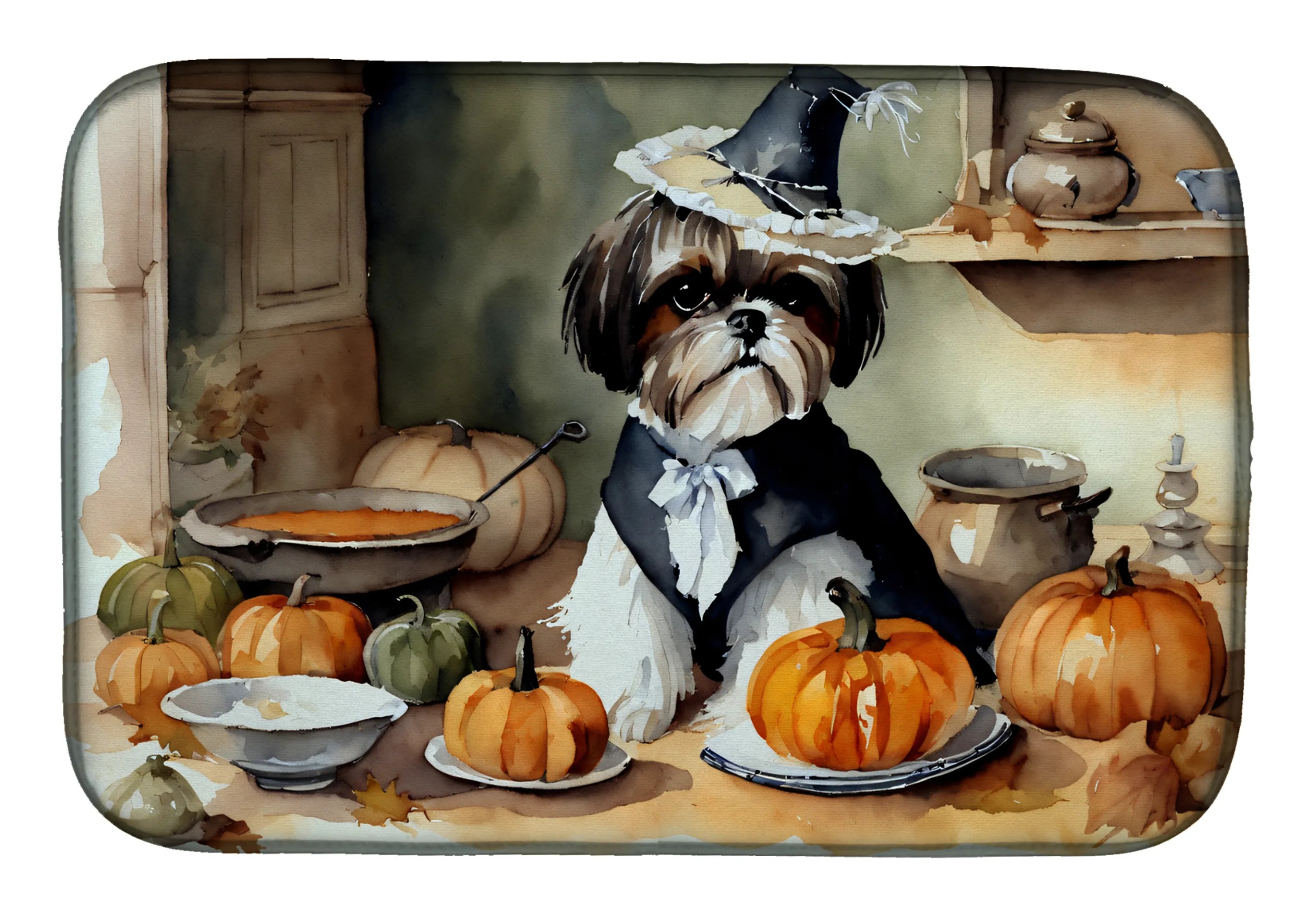 Fall Kitchen Pumpkin Pie Dish Drying Mat - Size: 14  X 21" | Pack Of: 1 | Collection name: Fall kitchen pumpkin pie