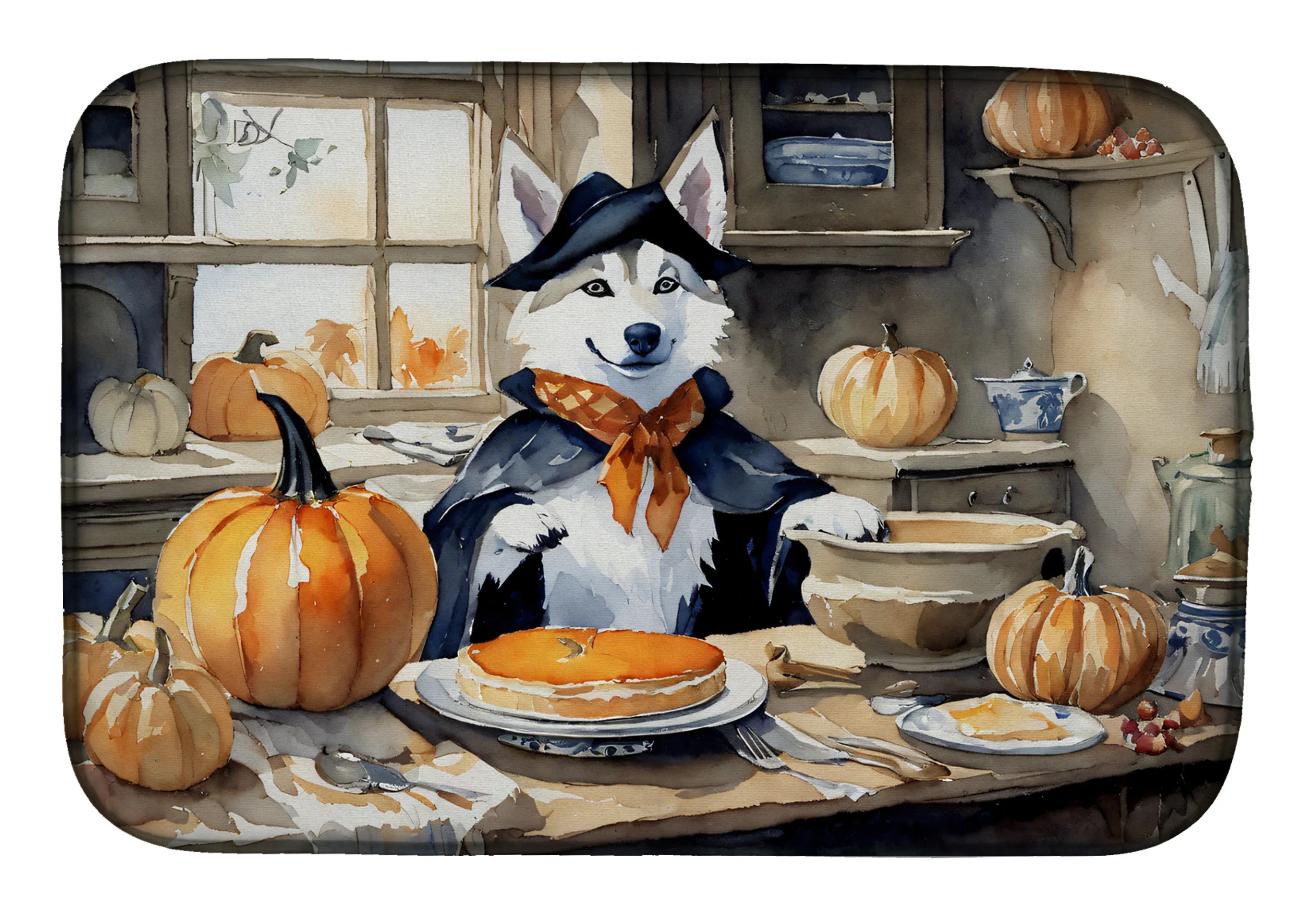 Fall Kitchen Pumpkin Pie Dish Drying Mat - Size: 14  X 21" | Pack Of: 1 | Collection name: Fall kitchen pumpkin pie