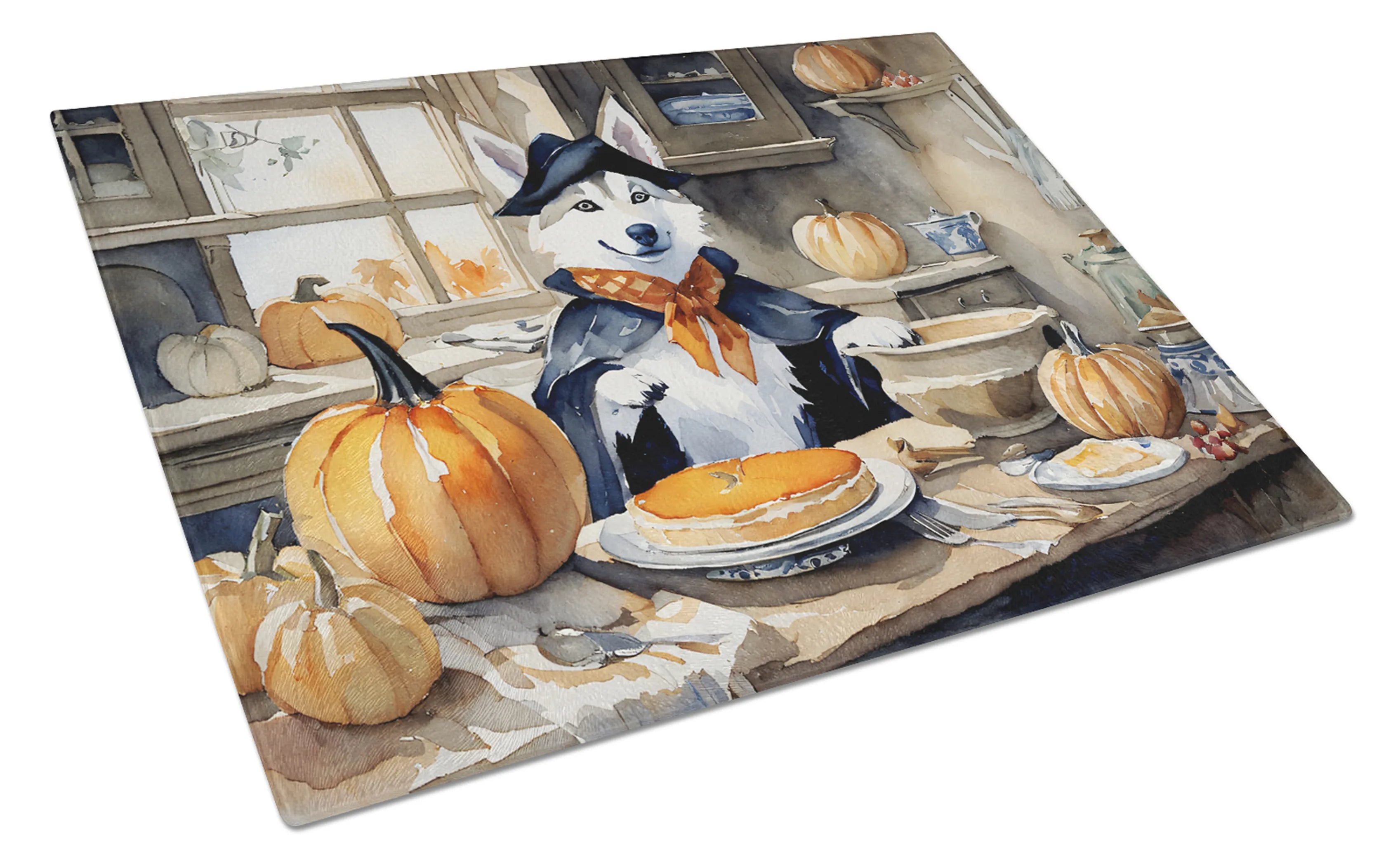 Fall Kitchen Pumpkin Pie Glass Cutting Board - Size: LARGE | Pack Of: 1 | Collection name: Fall kitchen pumpkin pie