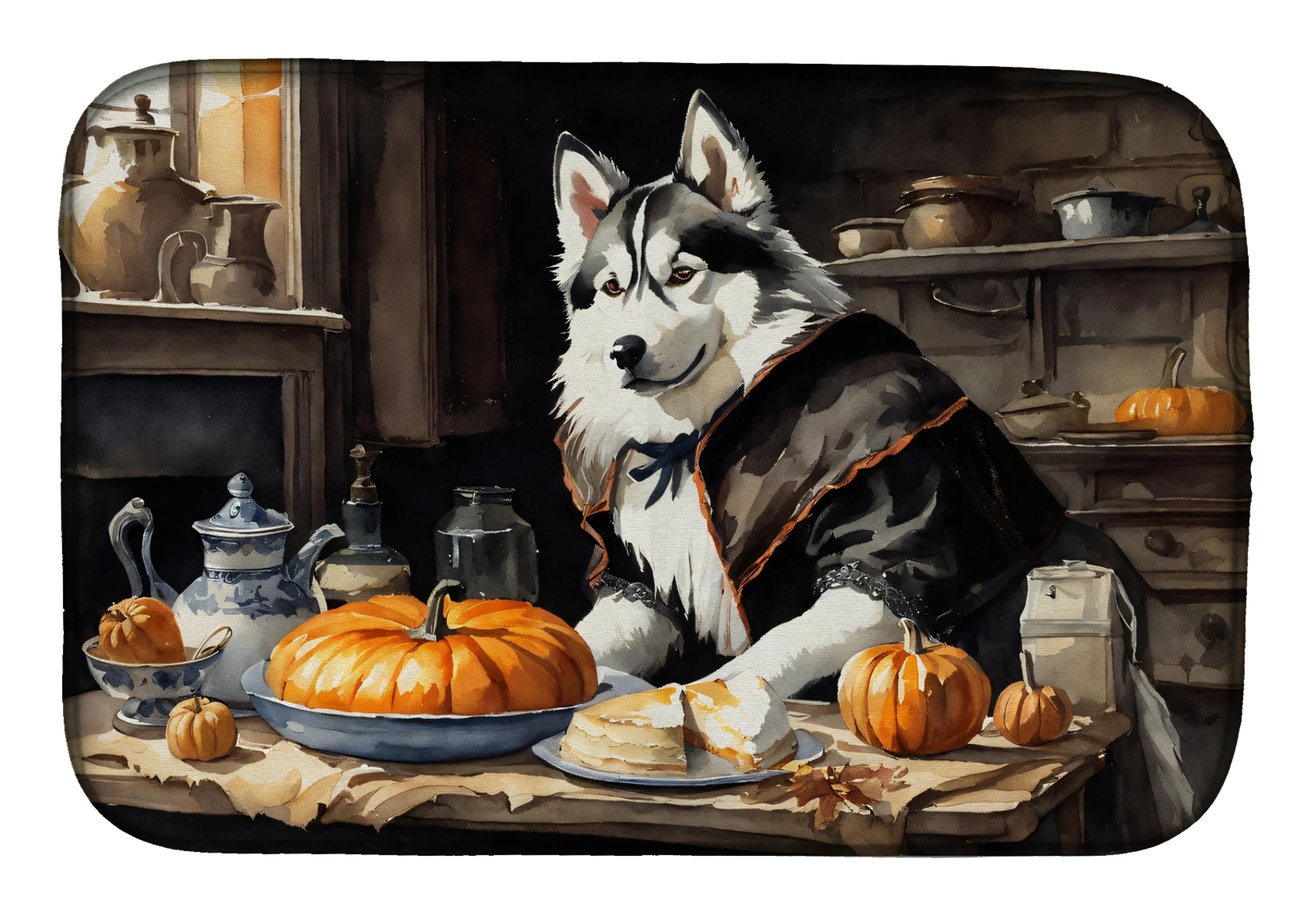 Fall Kitchen Pumpkin Pie Dish Drying Mat - Size: 14  X 21" | Pack Of: 1 | Collection name: Fall kitchen pumpkin pie