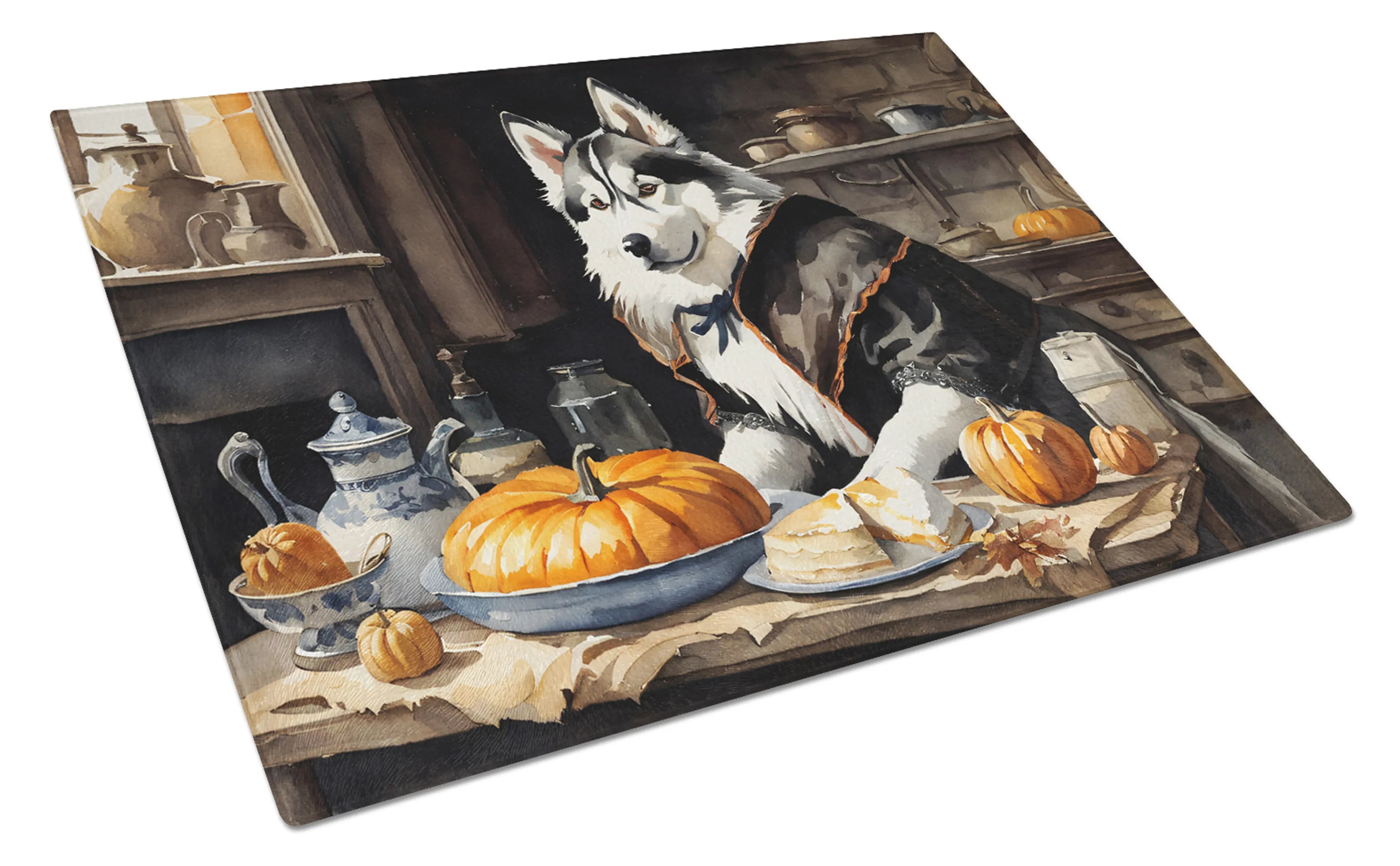 Fall Kitchen Pumpkin Pie Glass Cutting Board - Size: LARGE | Pack Of: 1 | Collection name: Fall kitchen pumpkin pie