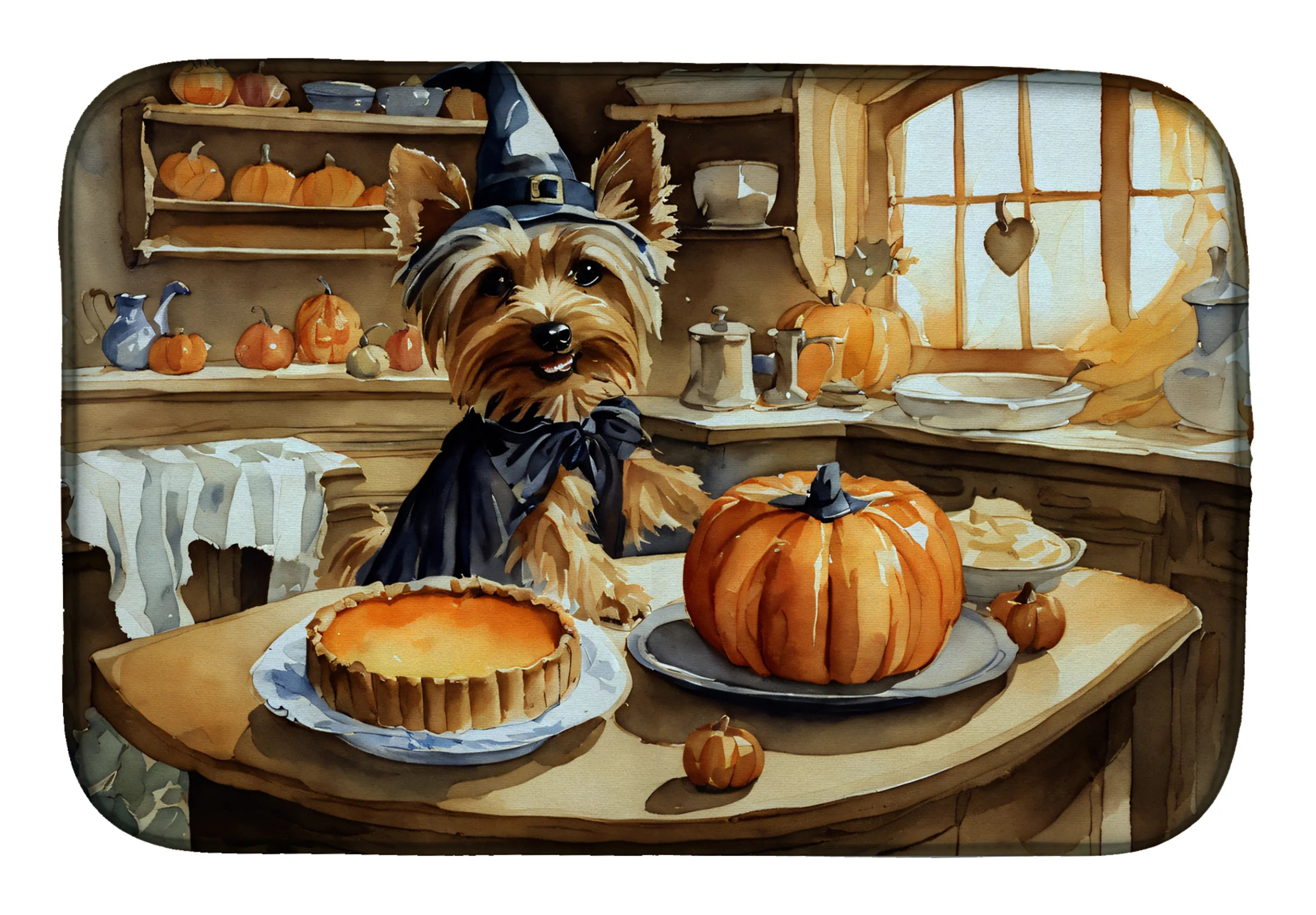 Fall Kitchen Pumpkin Pie Dish Drying Mat - Size: 14  X 21" | Pack Of: 1 | Collection name: Fall kitchen pumpkin pie