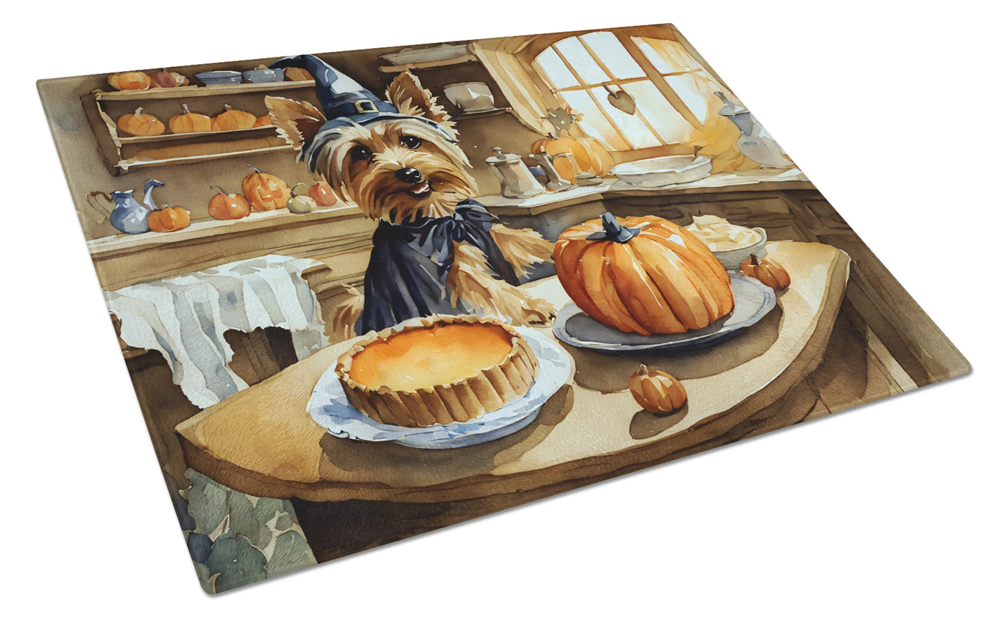 Fall Kitchen Pumpkin Pie Glass Cutting Board - Size: LARGE | Pack Of: 1 | Collection name: Fall kitchen pumpkin pie