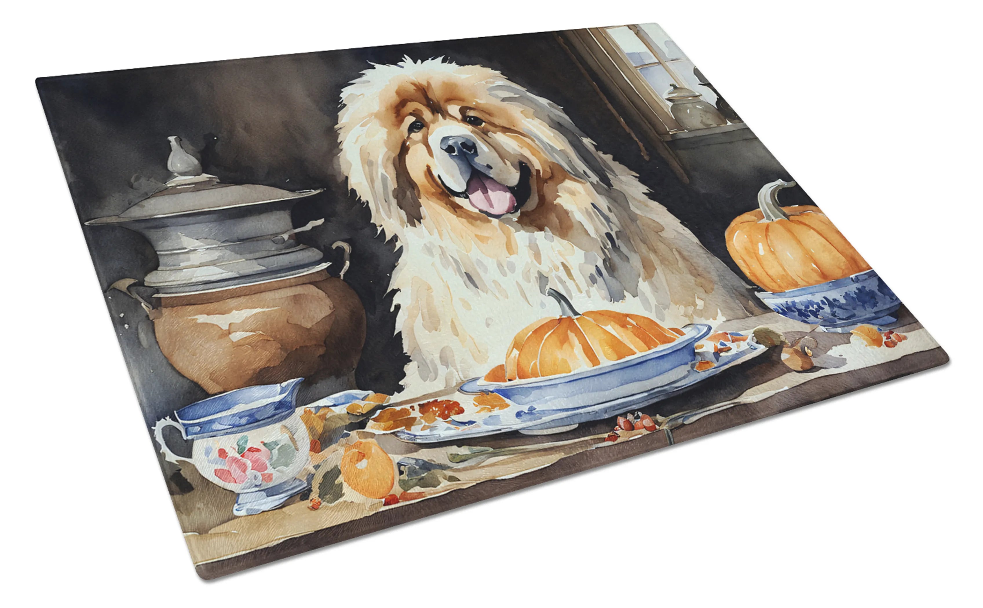 Fall Kitchen Pumpkin Pie Glass Cutting Board - Size: LARGE | Pack Of: 1 | Collection name: Fall kitchen pumpkin pie