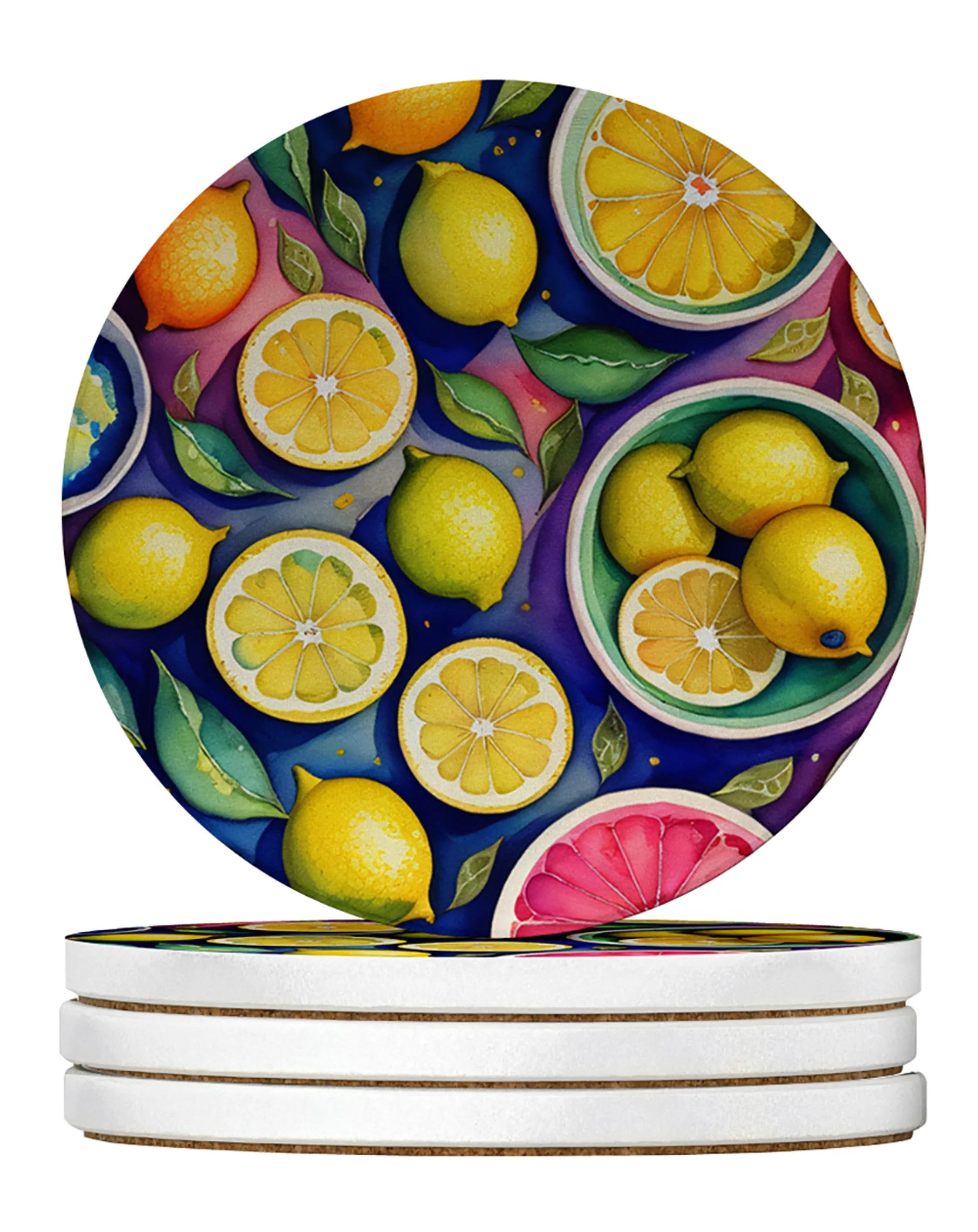 Colorful Fruit Large Sandstone Coasters Pack of 4