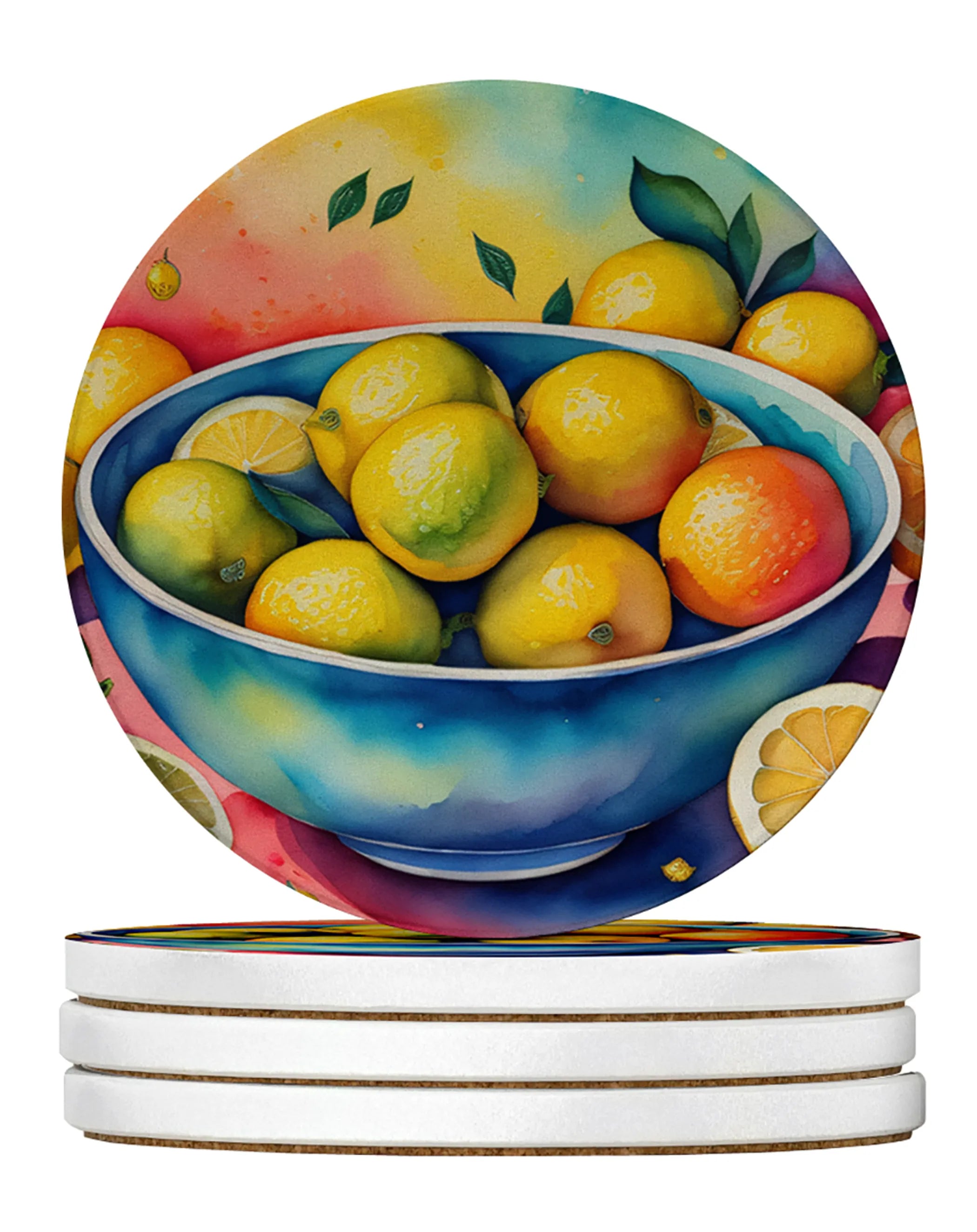 Colorful Fruit Large Sandstone Coasters Pack of 4