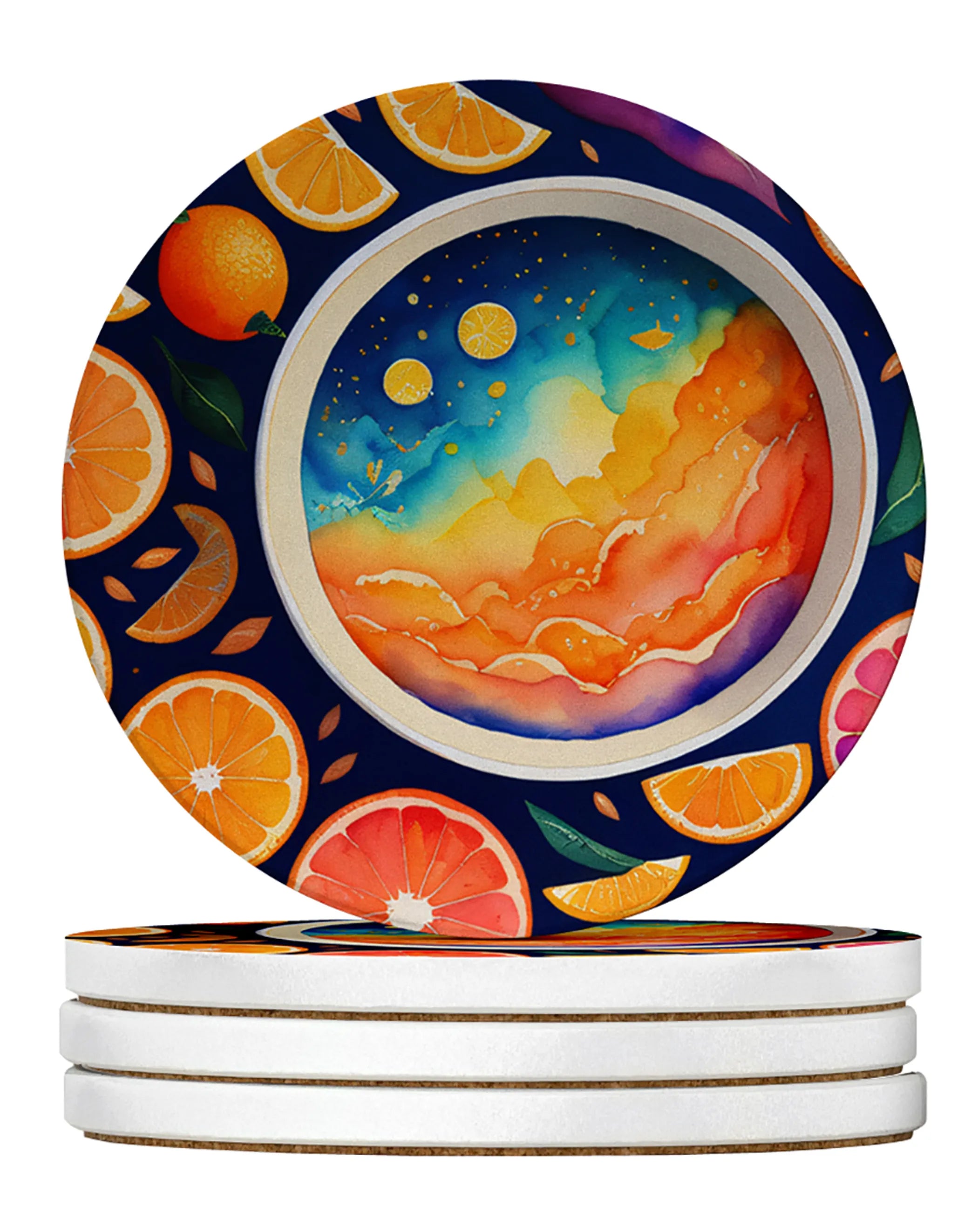 Colorful Fruit Large Sandstone Coasters Pack of 4