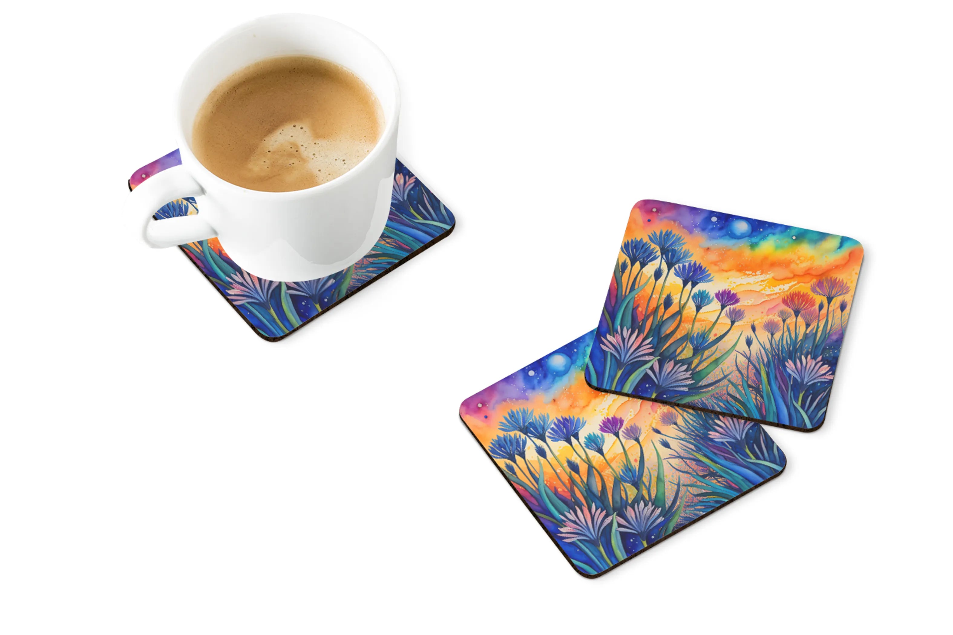 Colorful Flowers Foam Coasters - Size: 3.5 | Pack Of: 1 | Collection name: Colorful flowers