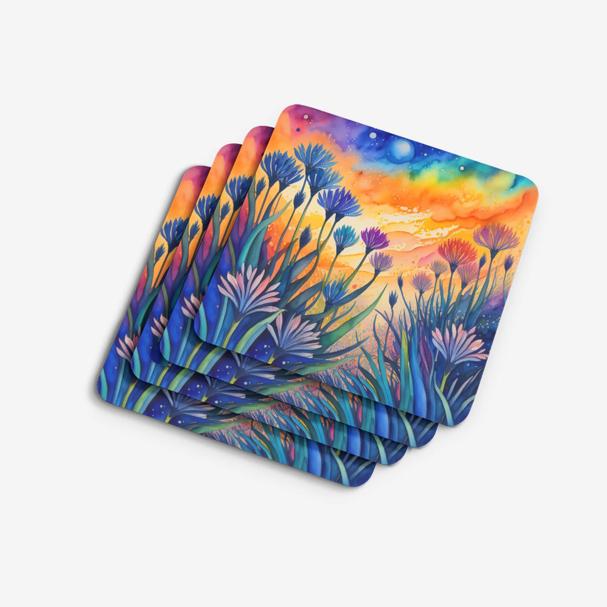 Colorful Flowers Foam Coasters - Size: 3.5 | Pack Of: 1 | Collection name: Colorful flowers