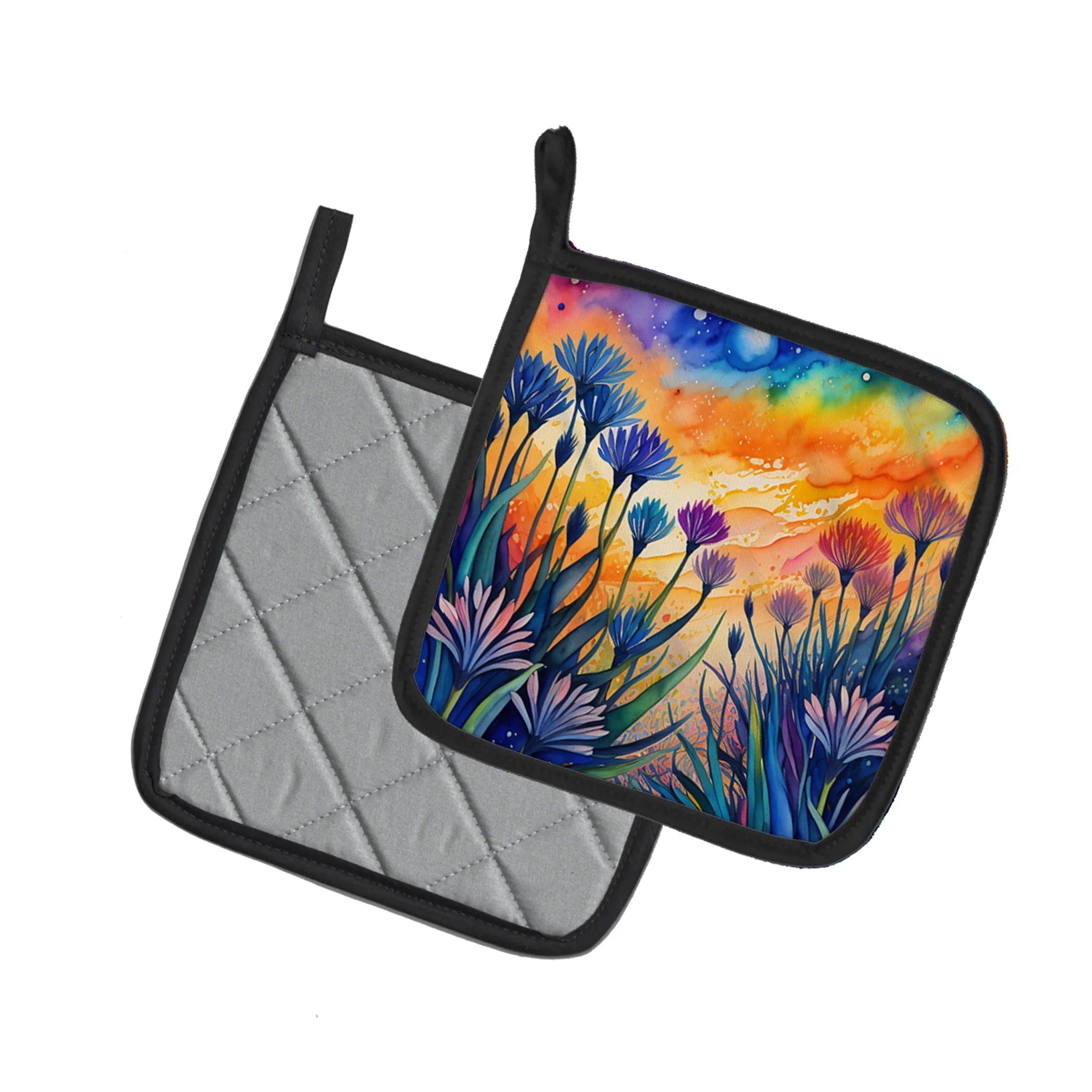 Colorful Flowers Pair of Pot Holders - Size: 7.5HX7.5W | Pack Of: 1 | Collection name: Colorful flowers