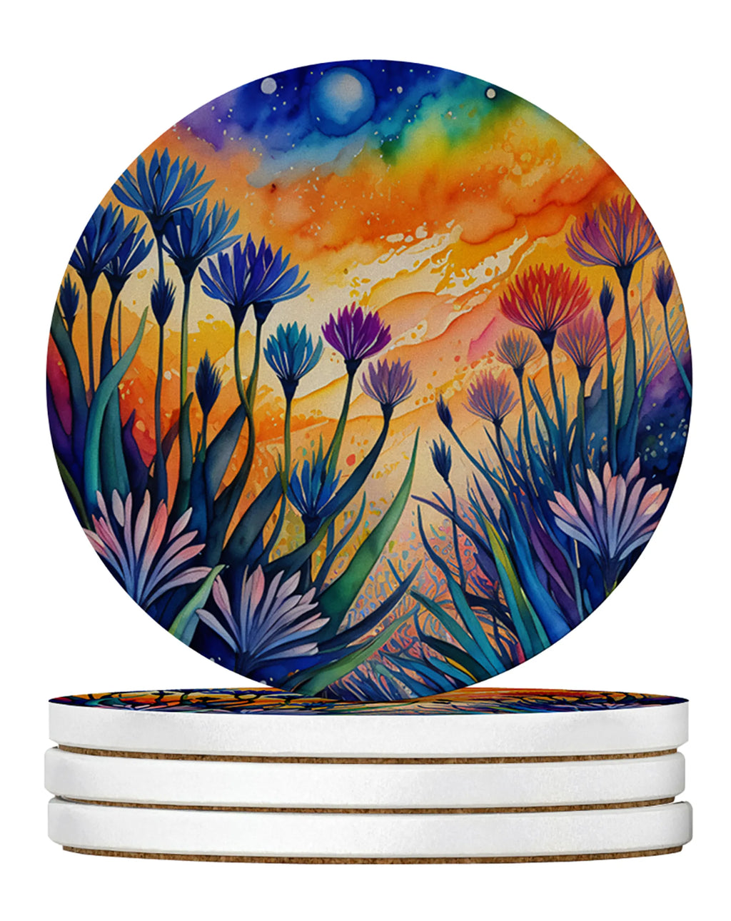 Colorful Flowers Large Sandstone Coasters Pack of 4