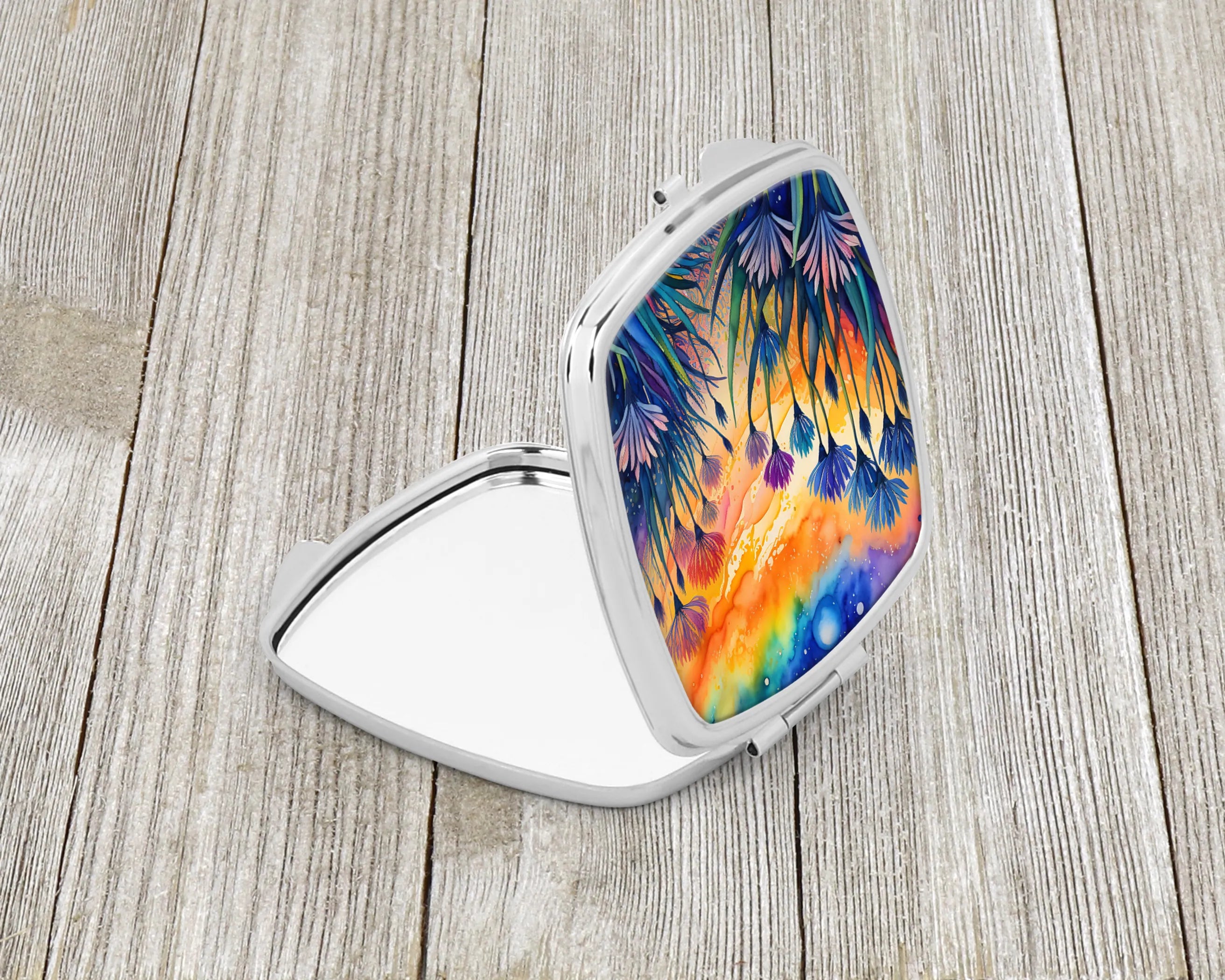 Colorful Flowers Compact Mirror - Pack Of: 1 | Collection name: Colorful flowers