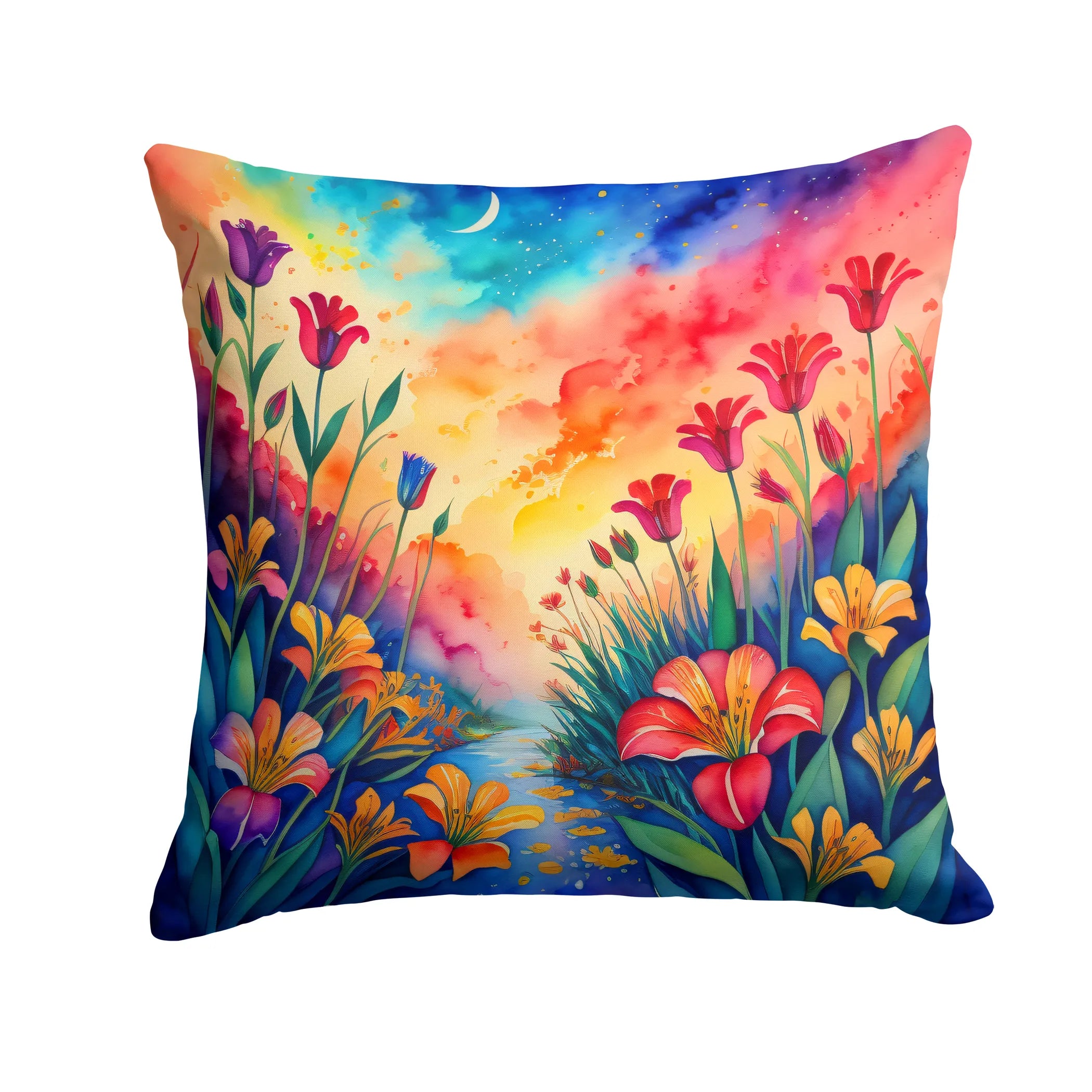 Colorful Flowers Throw Pillow - Pack Of: 1 | Collection name: Colorful flowers