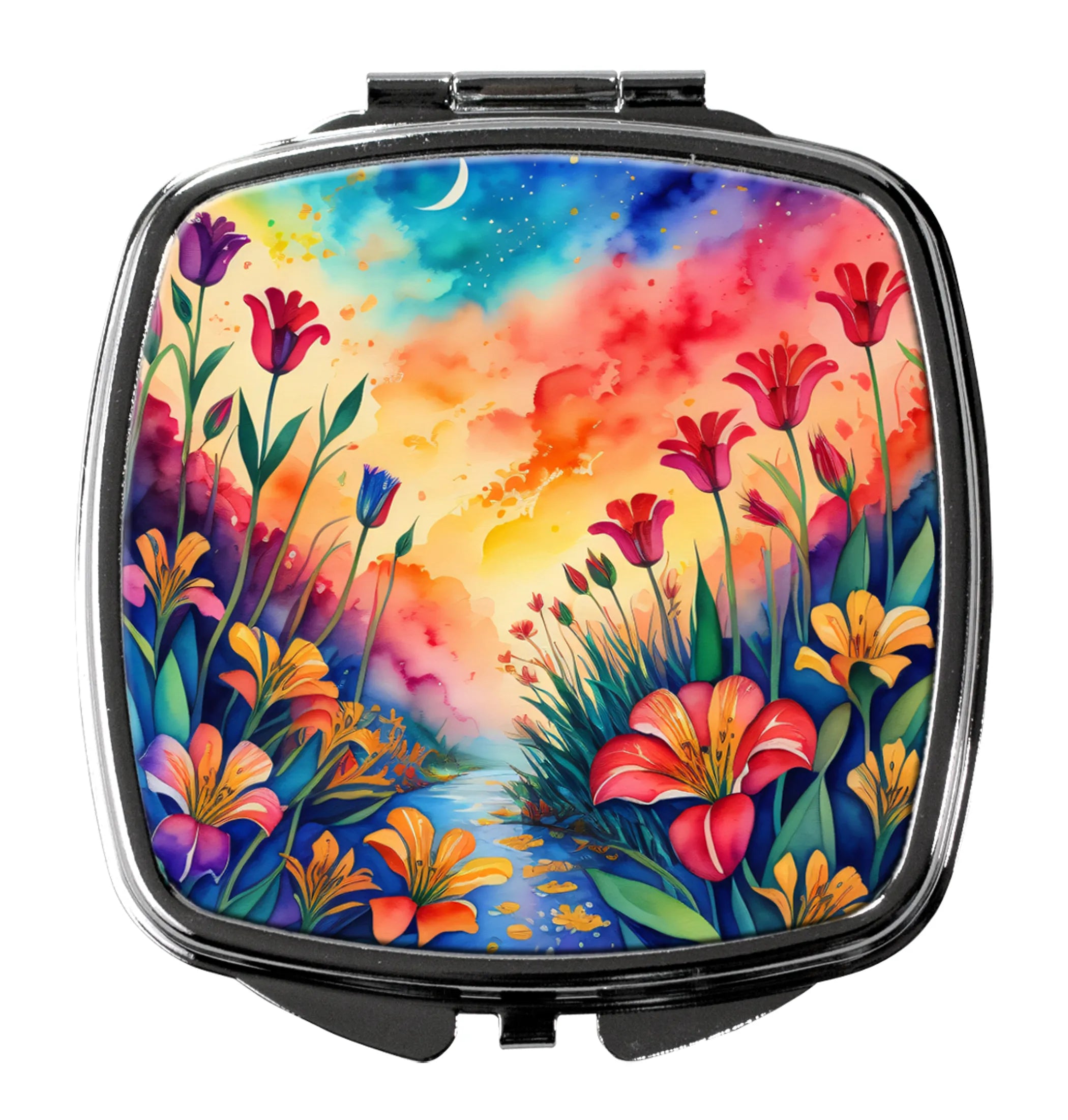 Colorful Flowers Compact Mirror - Pack Of: 1 | Collection name: Colorful flowers