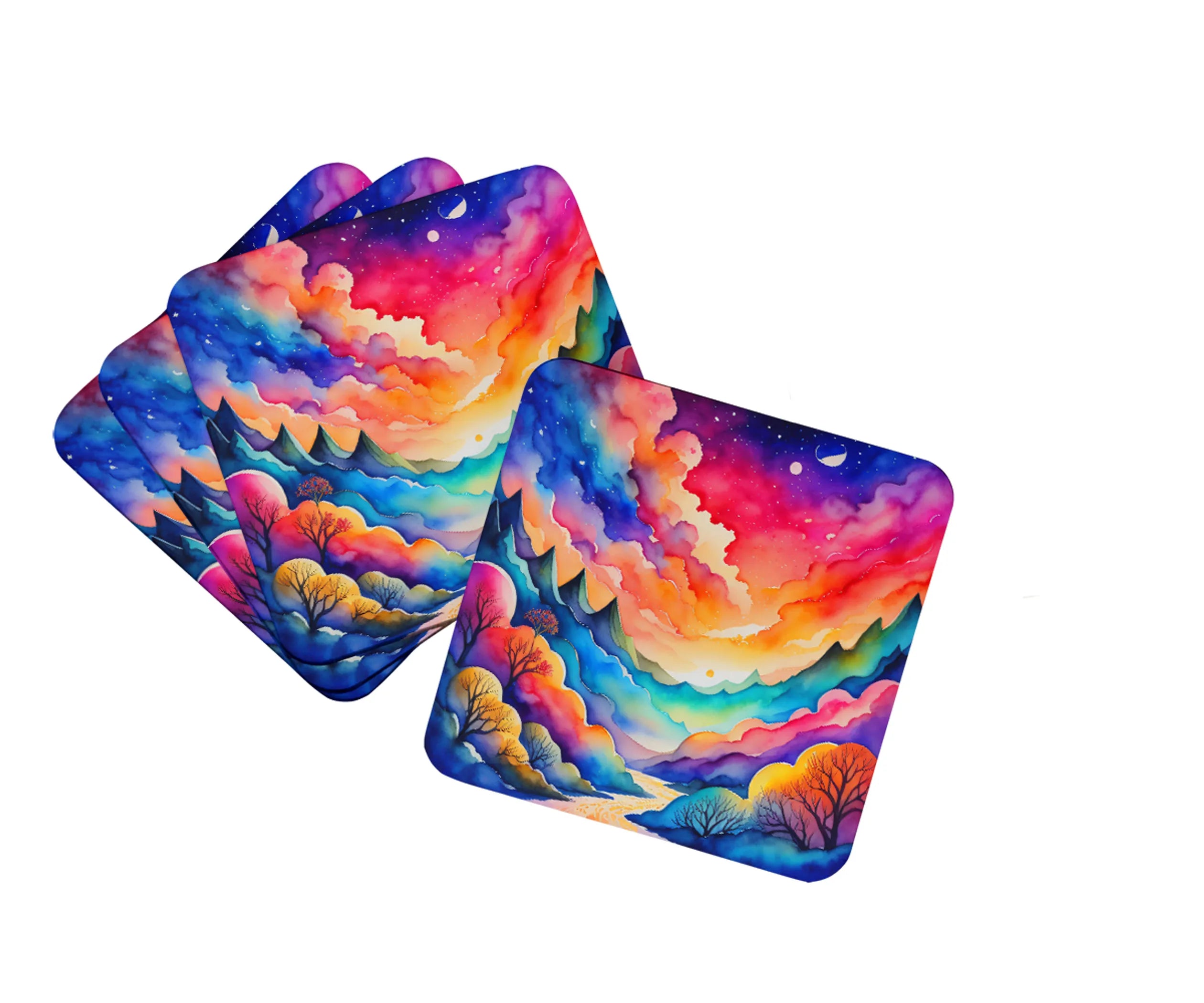 Colorful Flowers Foam Coasters - Size: 3.5 | Pack Of: 1 | Collection name: Colorful flowers