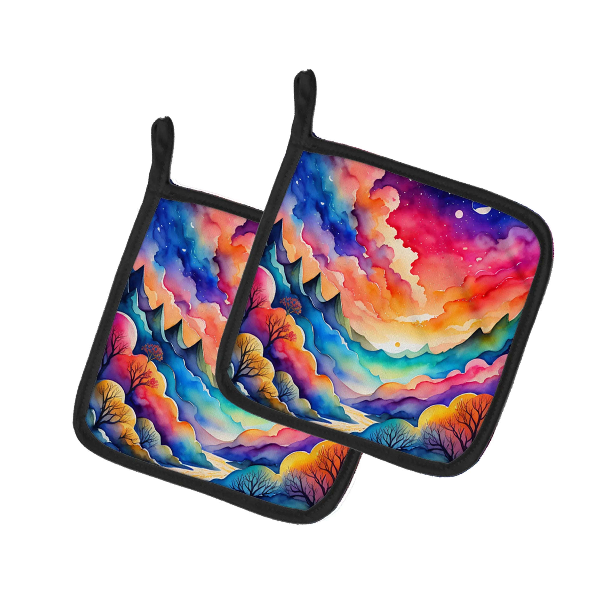 Colorful Flowers Pair of Pot Holders - Size: 7.5HX7.5W | Pack Of: 1 | Collection name: Colorful flowers