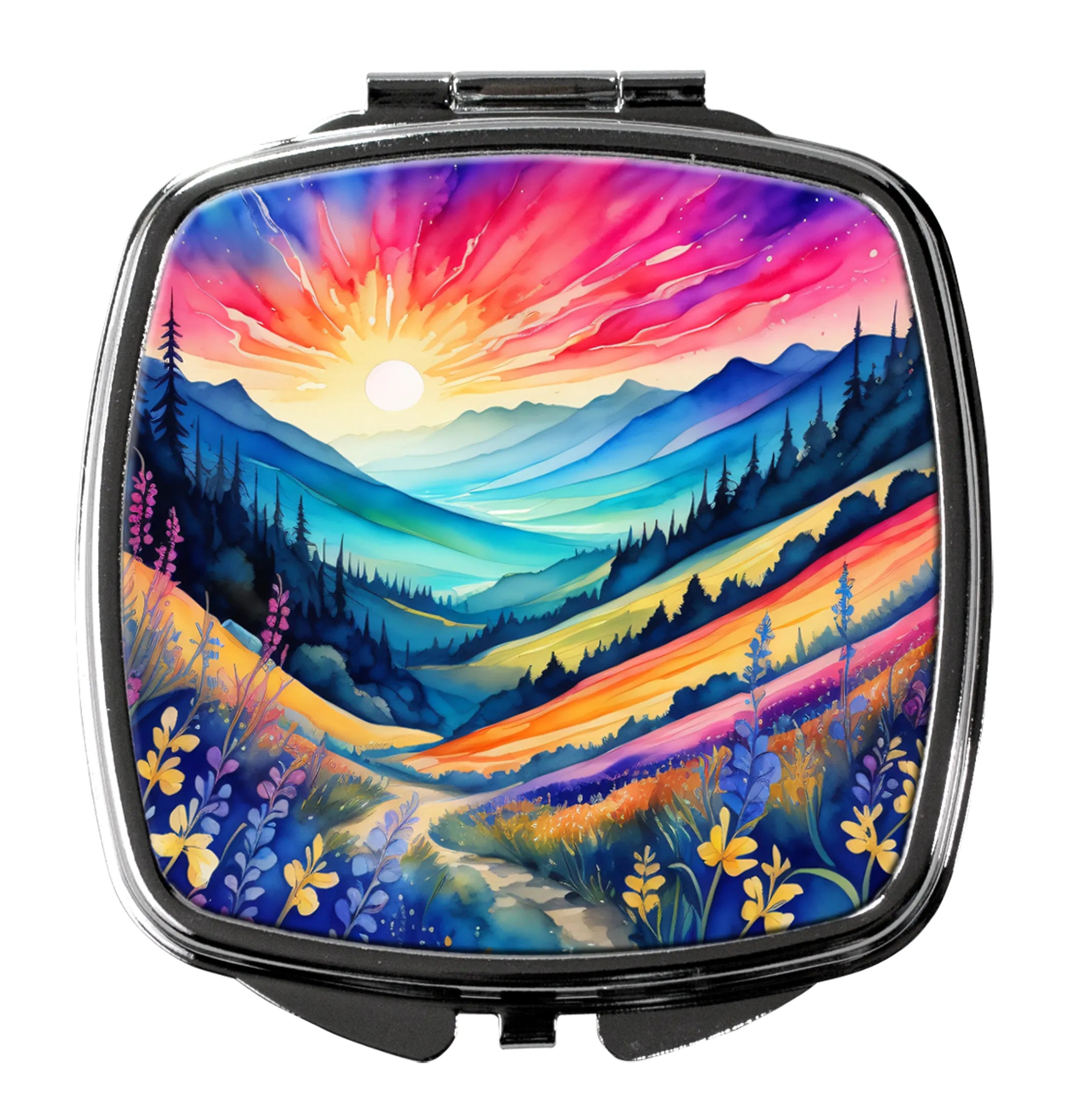 Colorful Flowers Compact Mirror - Pack Of: 1 | Collection name: Colorful flowers