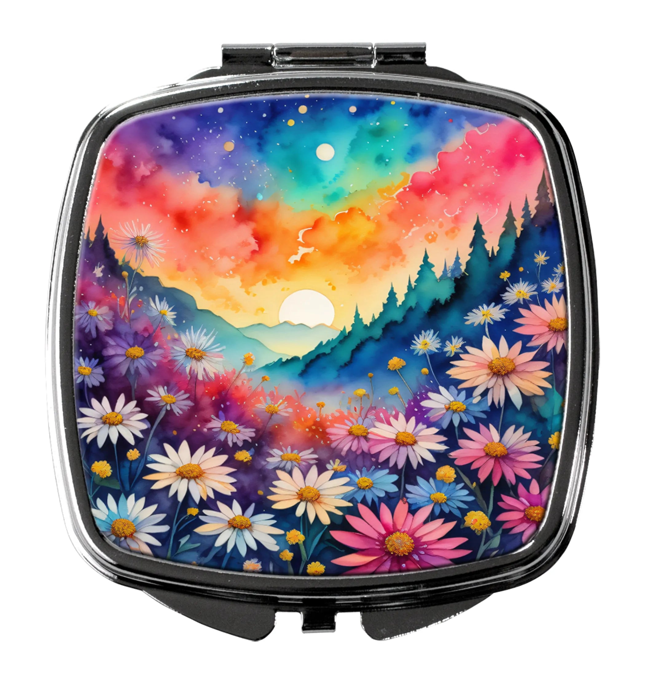 Colorful Flowers Compact Mirror - Pack Of: 1 | Collection name: Colorful flowers