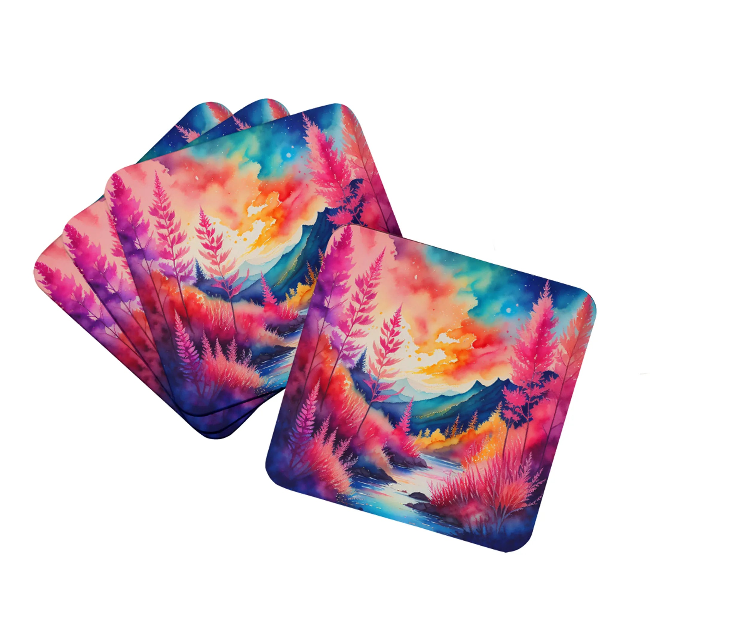 Colorful Flowers Foam Coasters - Size: 3.5 | Pack Of: 1 | Collection name: Colorful flowers