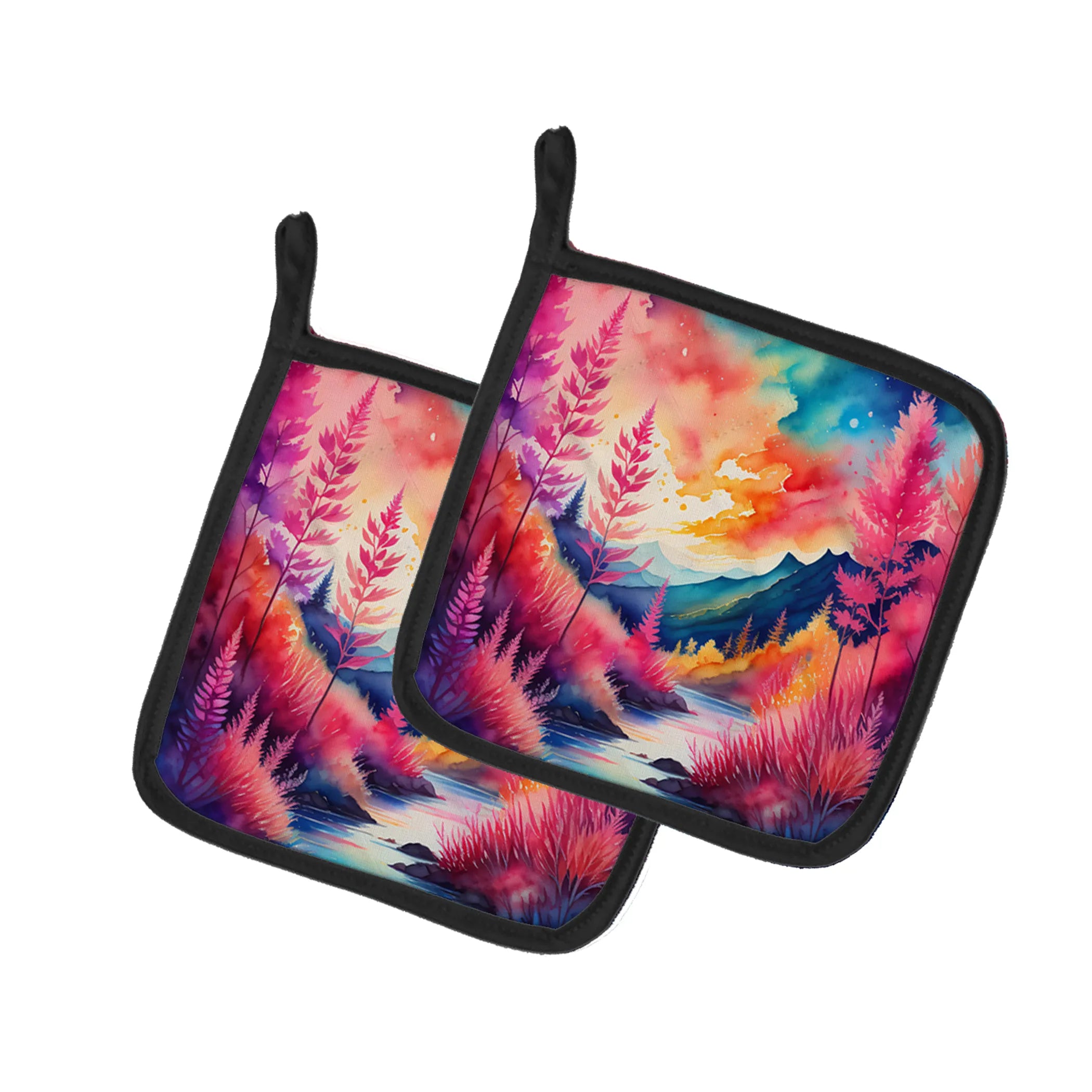 Colorful Flowers Pair of Pot Holders - Size: 7.5HX7.5W | Pack Of: 1 | Collection name: Colorful flowers
