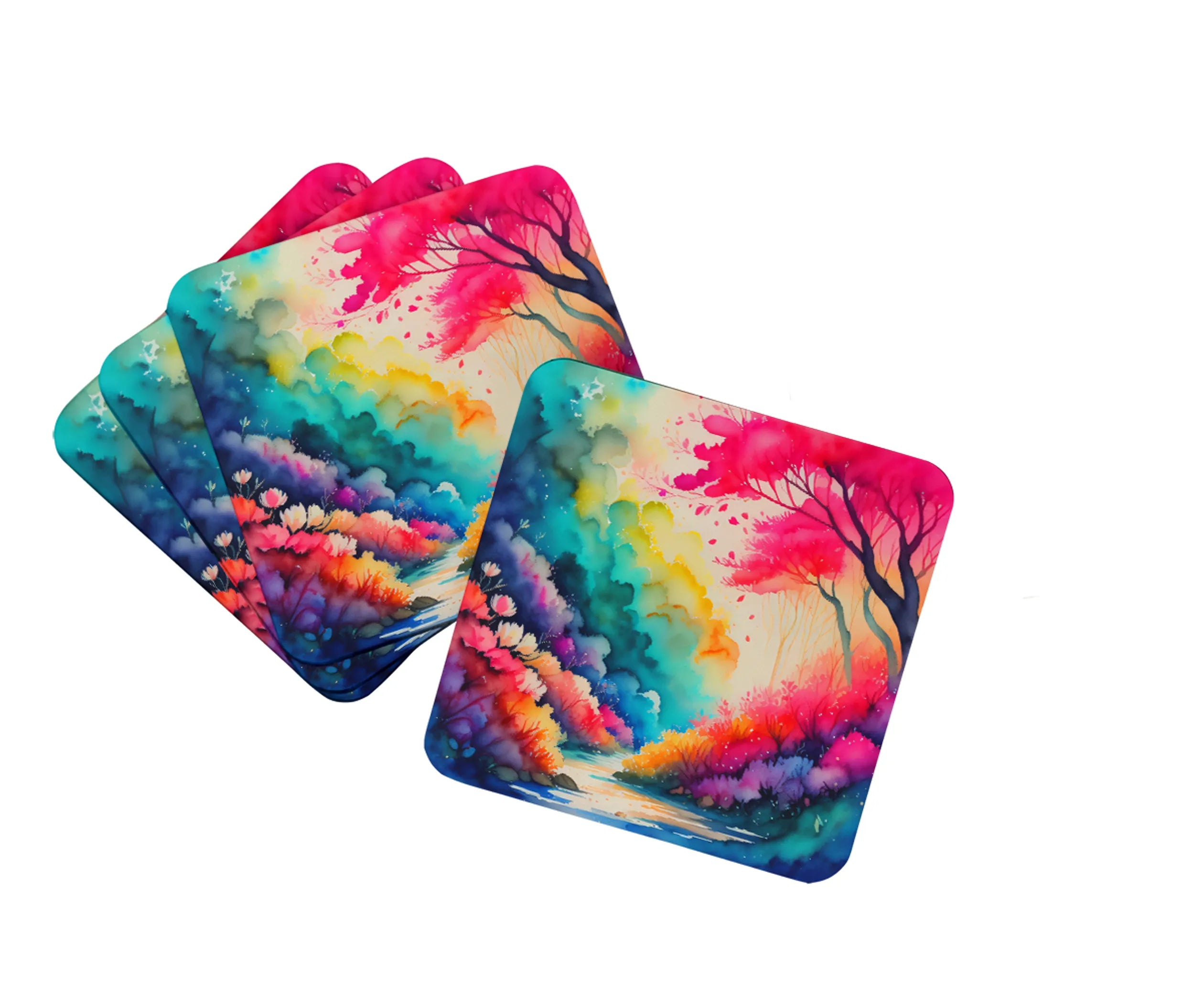 Colorful Flowers Foam Coasters - Size: 3.5 | Pack Of: 1 | Collection name: Colorful flowers
