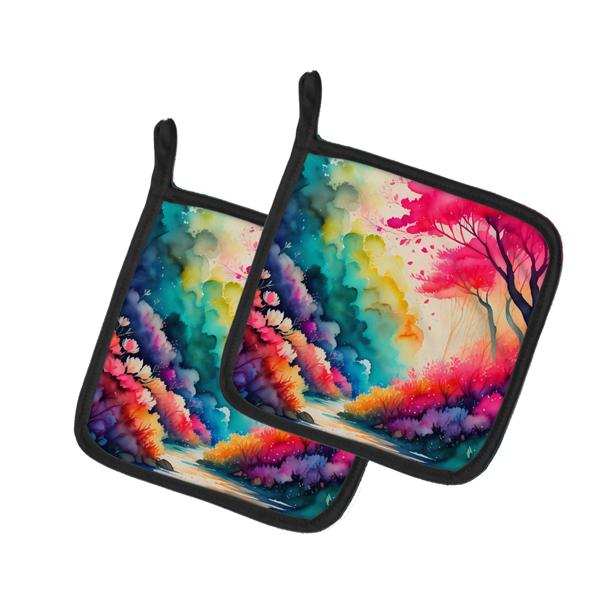 Colorful Flowers Pair of Pot Holders - Size: 7.5HX7.5W | Pack Of: 1 | Collection name: Colorful flowers
