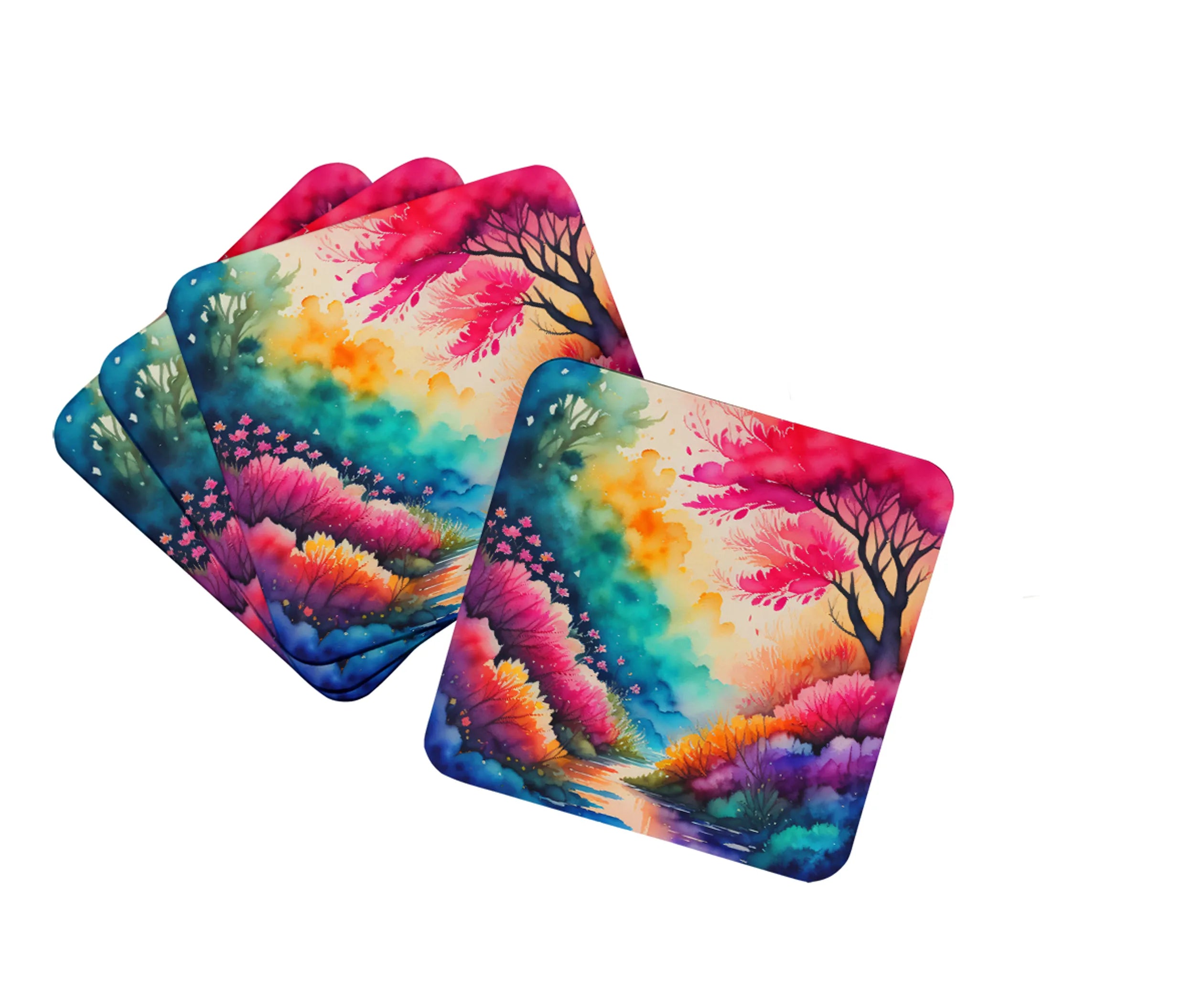 Colorful Flowers Foam Coasters - Size: 3.5 | Pack Of: 1 | Collection name: Colorful flowers