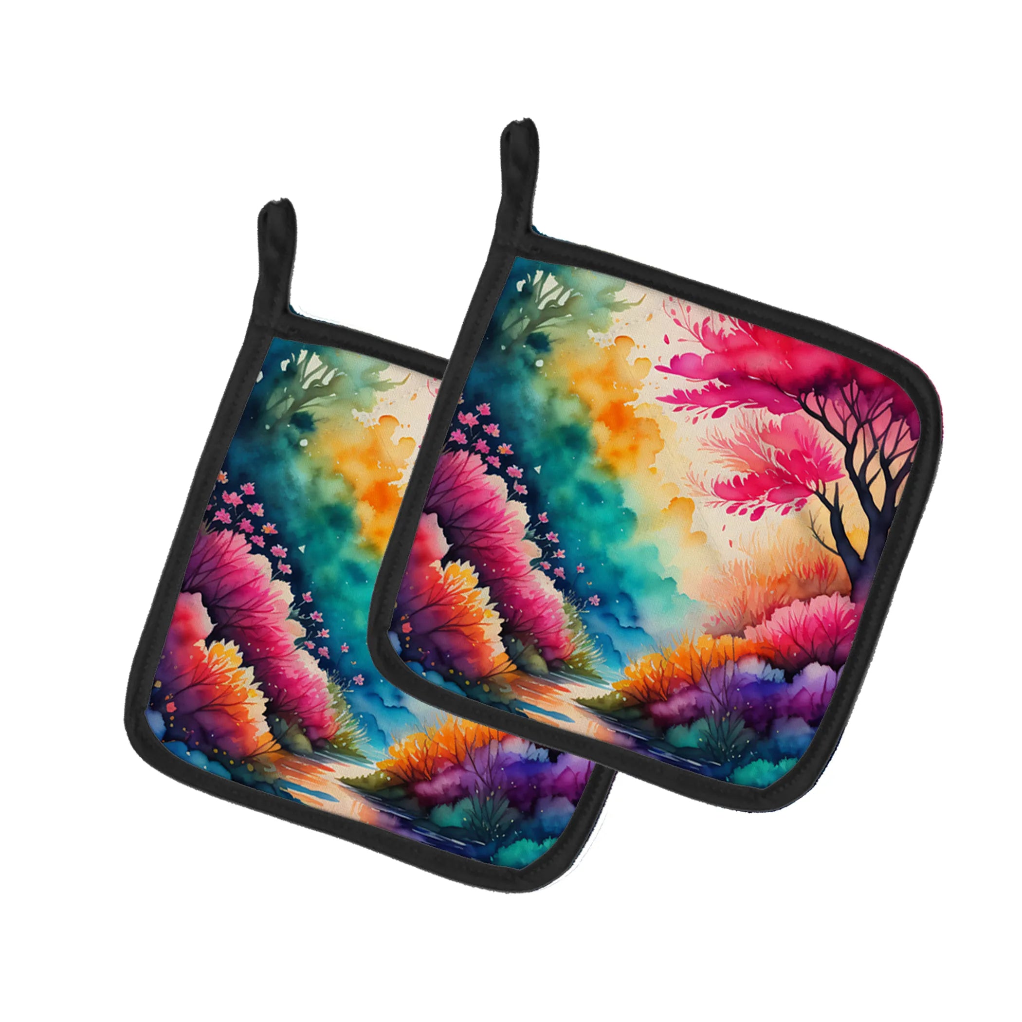 Colorful Flowers Pair of Pot Holders - Size: 7.5HX7.5W | Pack Of: 1 | Collection name: Colorful flowers