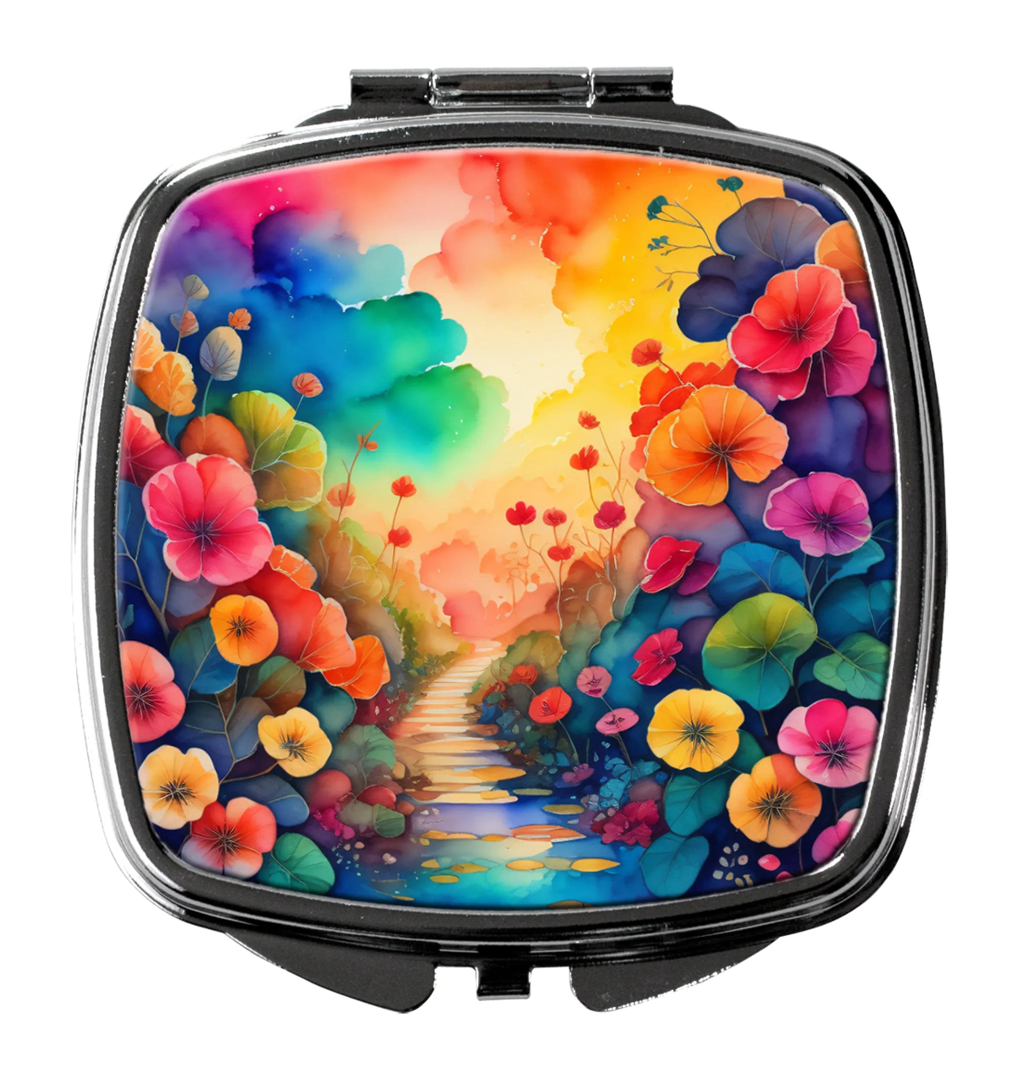 Colorful Flowers Compact Mirror - Pack Of: 1 | Collection name: Colorful flowers