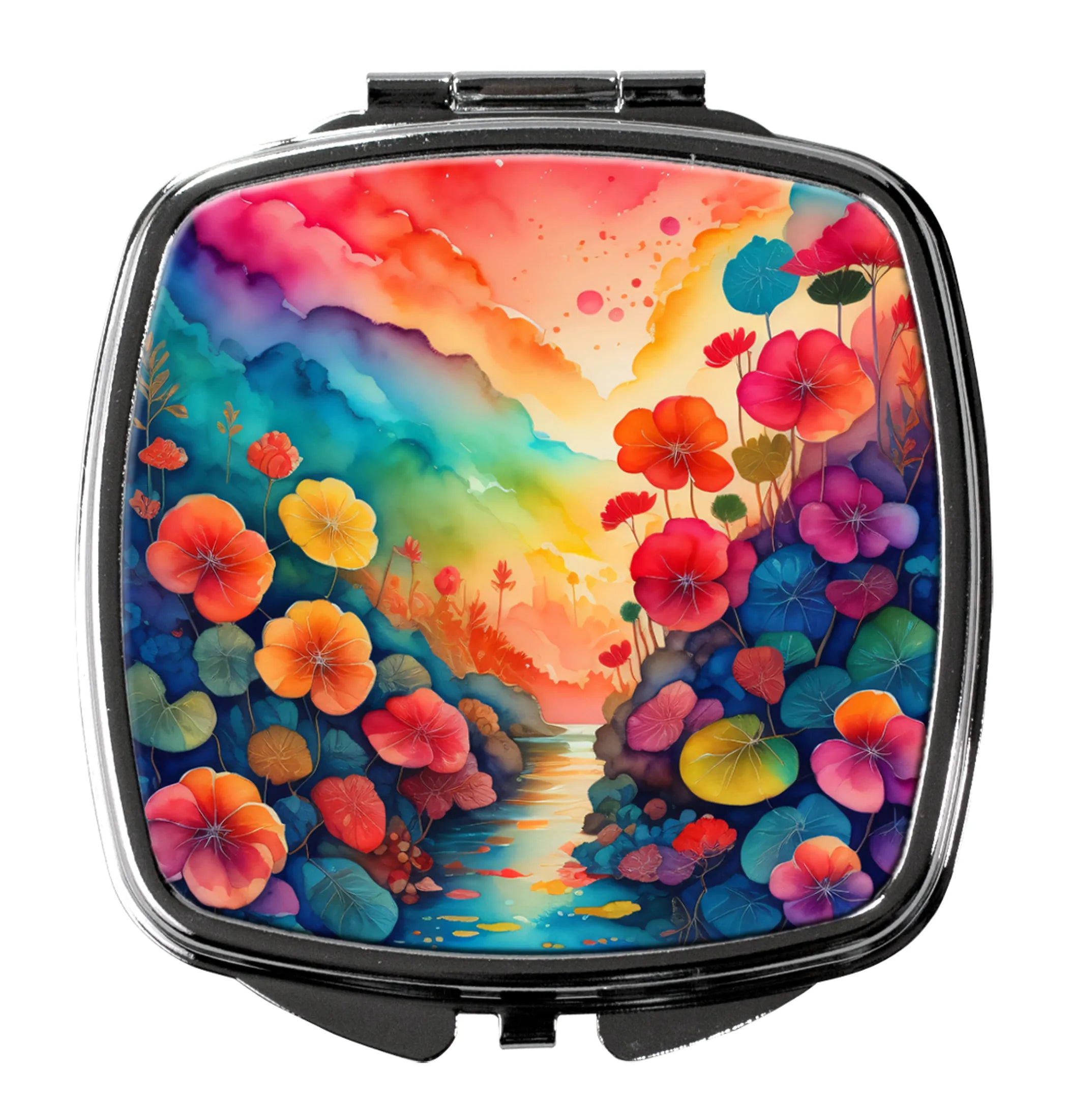 Colorful Flowers Compact Mirror - Pack Of: 1 | Collection name: Colorful flowers