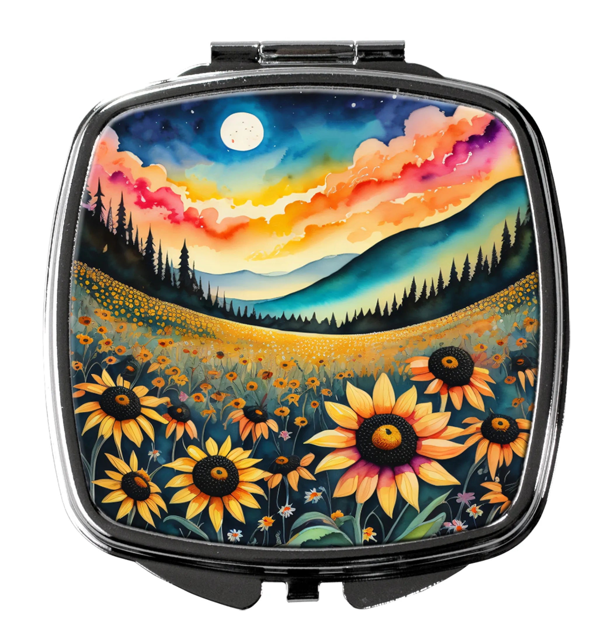 Colorful Flowers Compact Mirror - Pack Of: 1 | Collection name: Colorful flowers