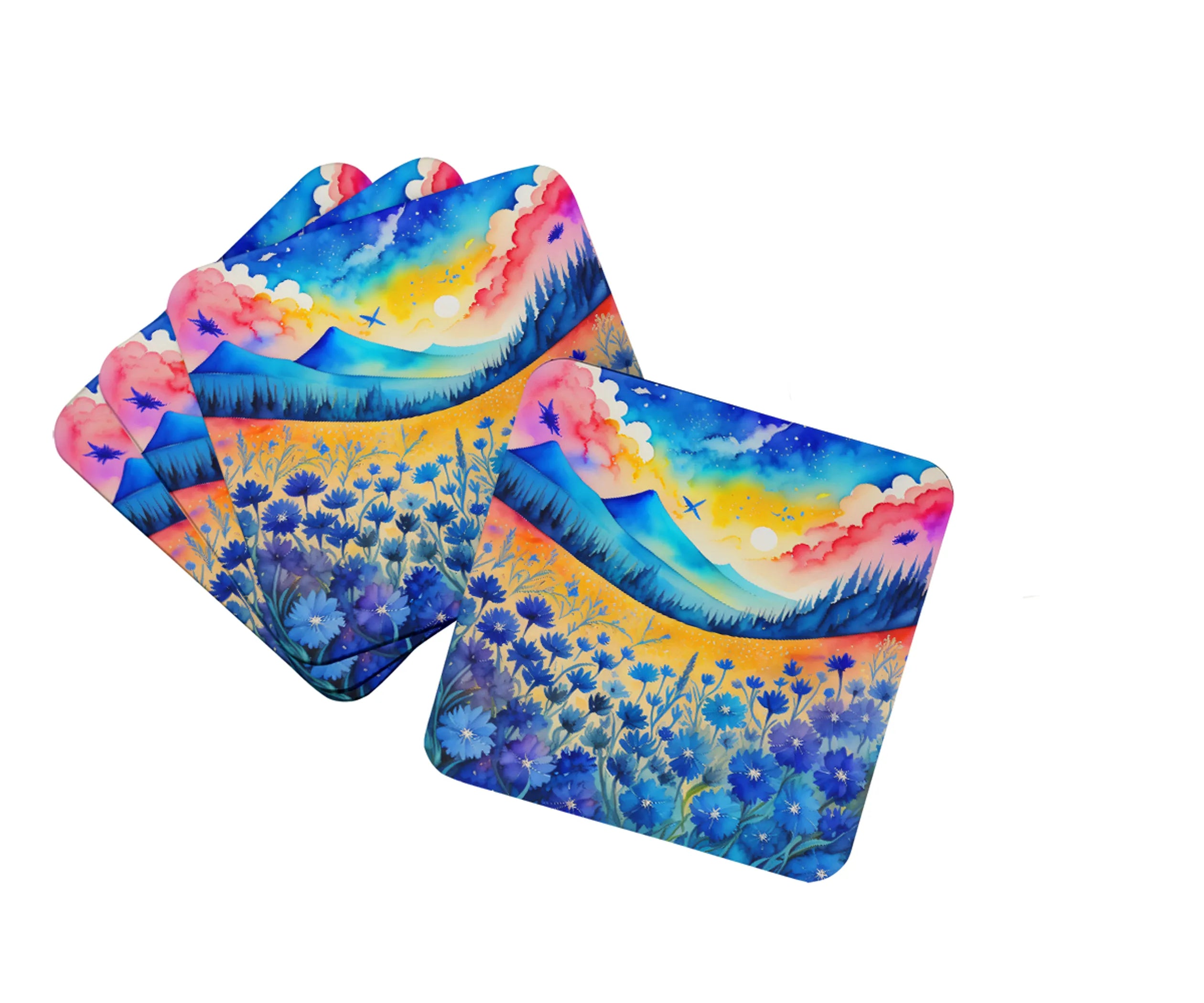 Colorful Flowers Foam Coasters - Size: 3.5 | Pack Of: 1 | Collection name: Colorful flowers