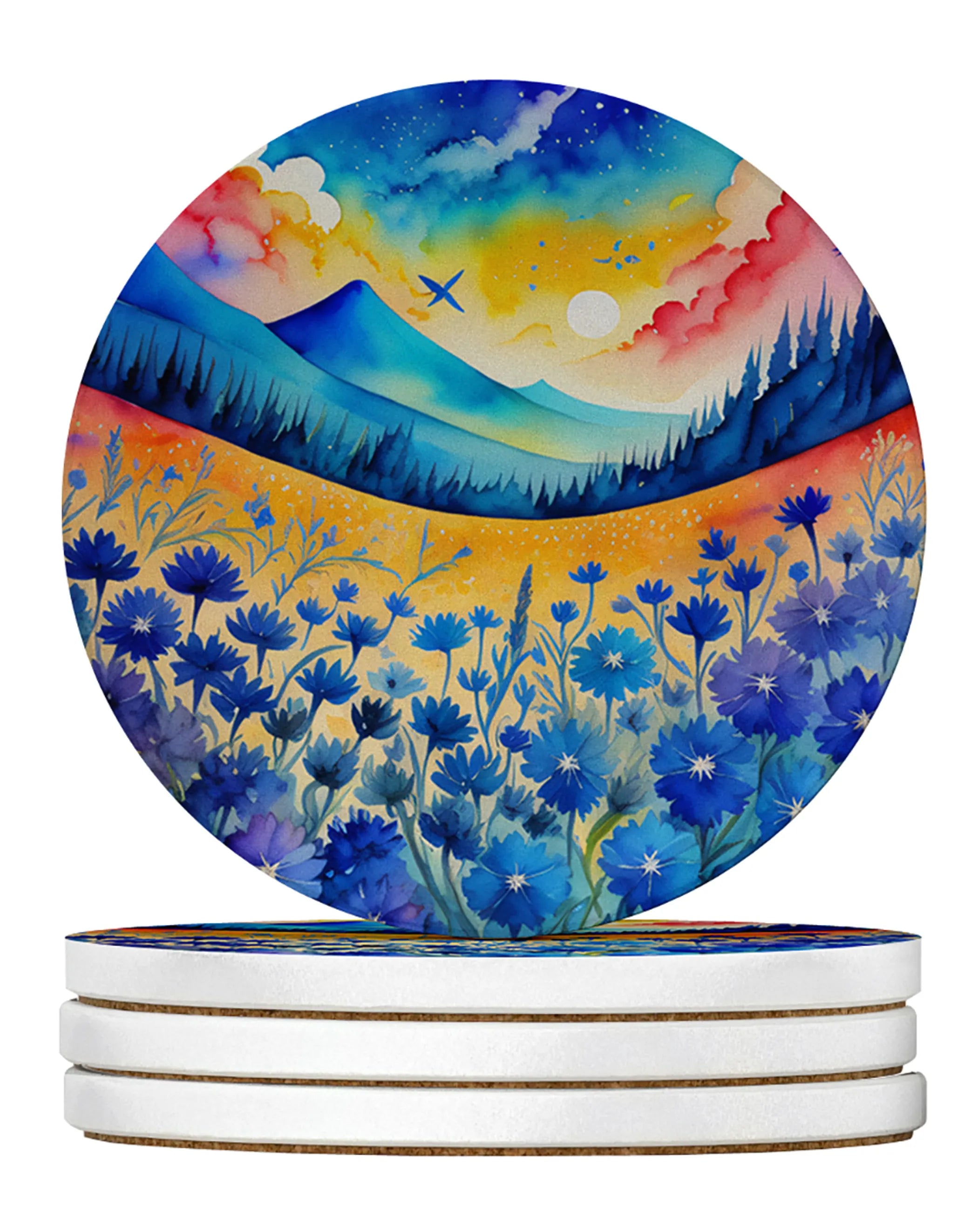 Colorful Flowers Large Sandstone Coasters Pack of 4