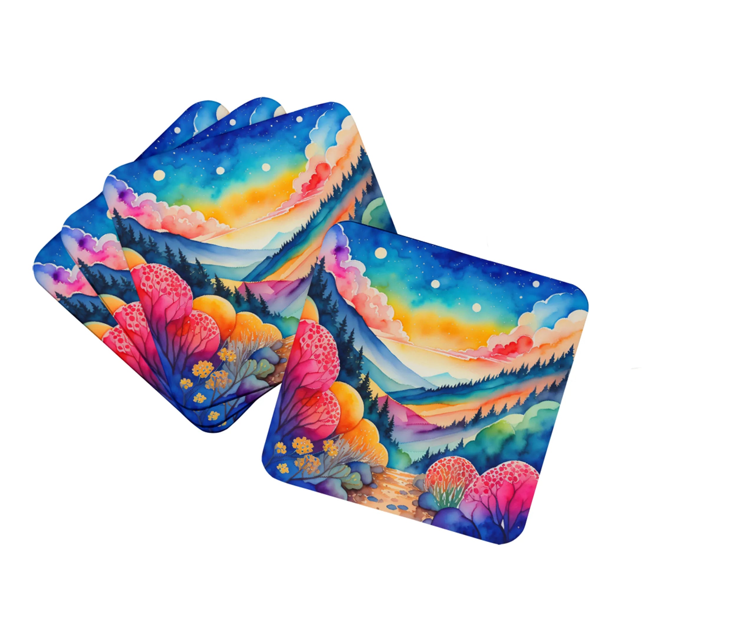 Colorful Flowers Foam Coasters - Size: 3.5 | Pack Of: 1 | Collection name: Colorful flowers