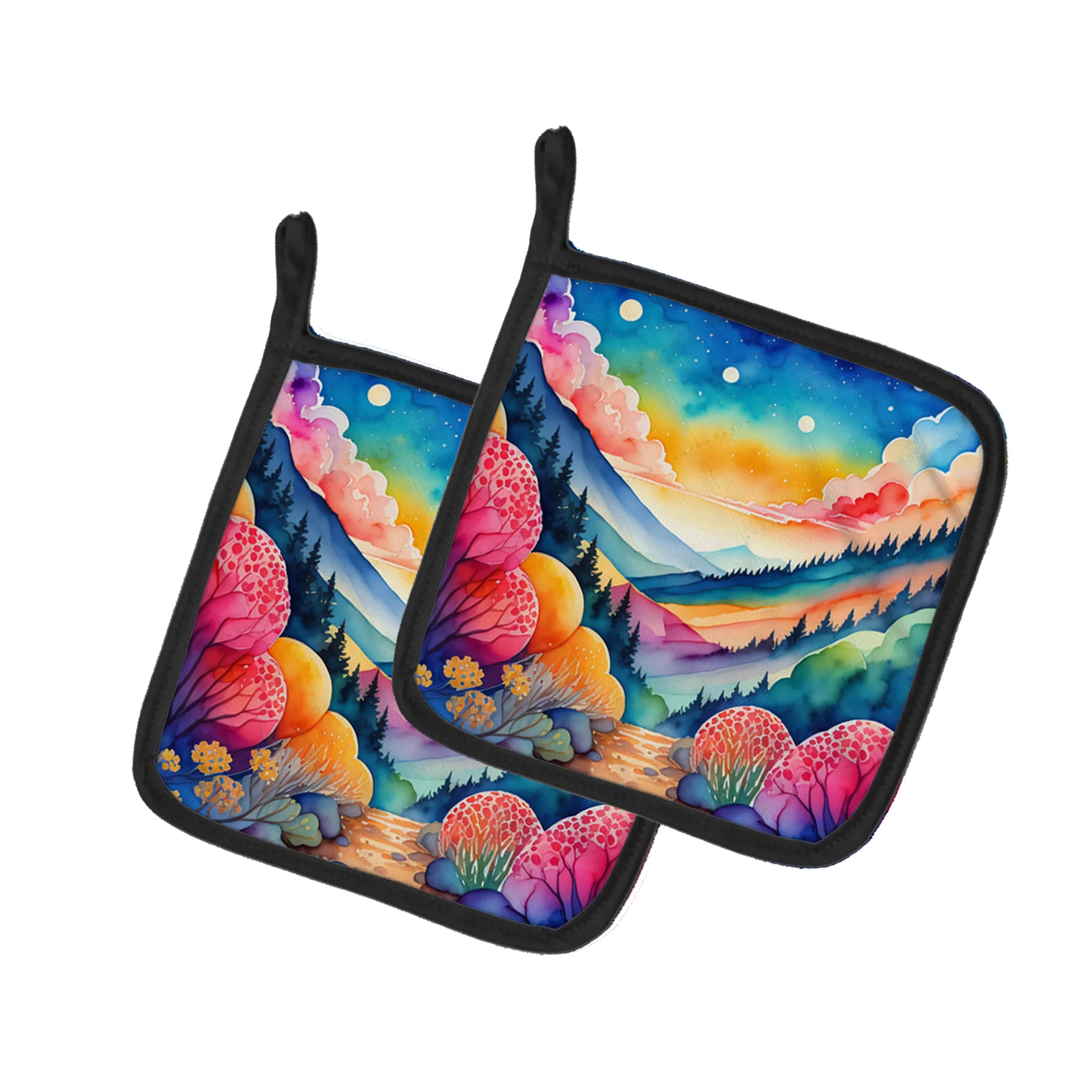 Colorful Flowers Pair of Pot Holders - Size: 7.5HX7.5W | Pack Of: 1 | Collection name: Colorful flowers