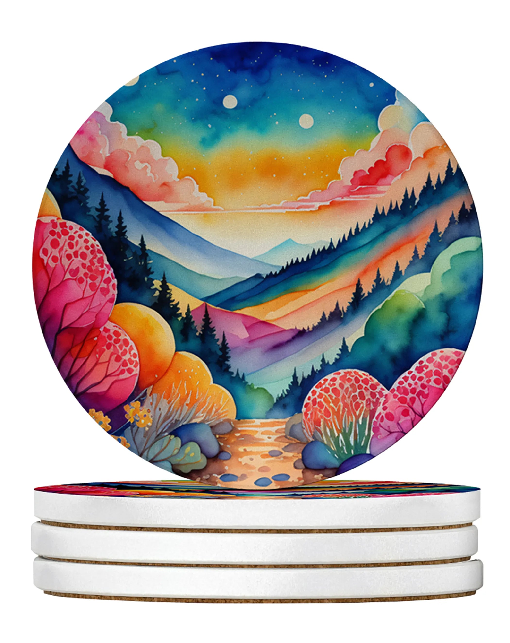 Colorful Flowers Large Sandstone Coasters Pack of 4