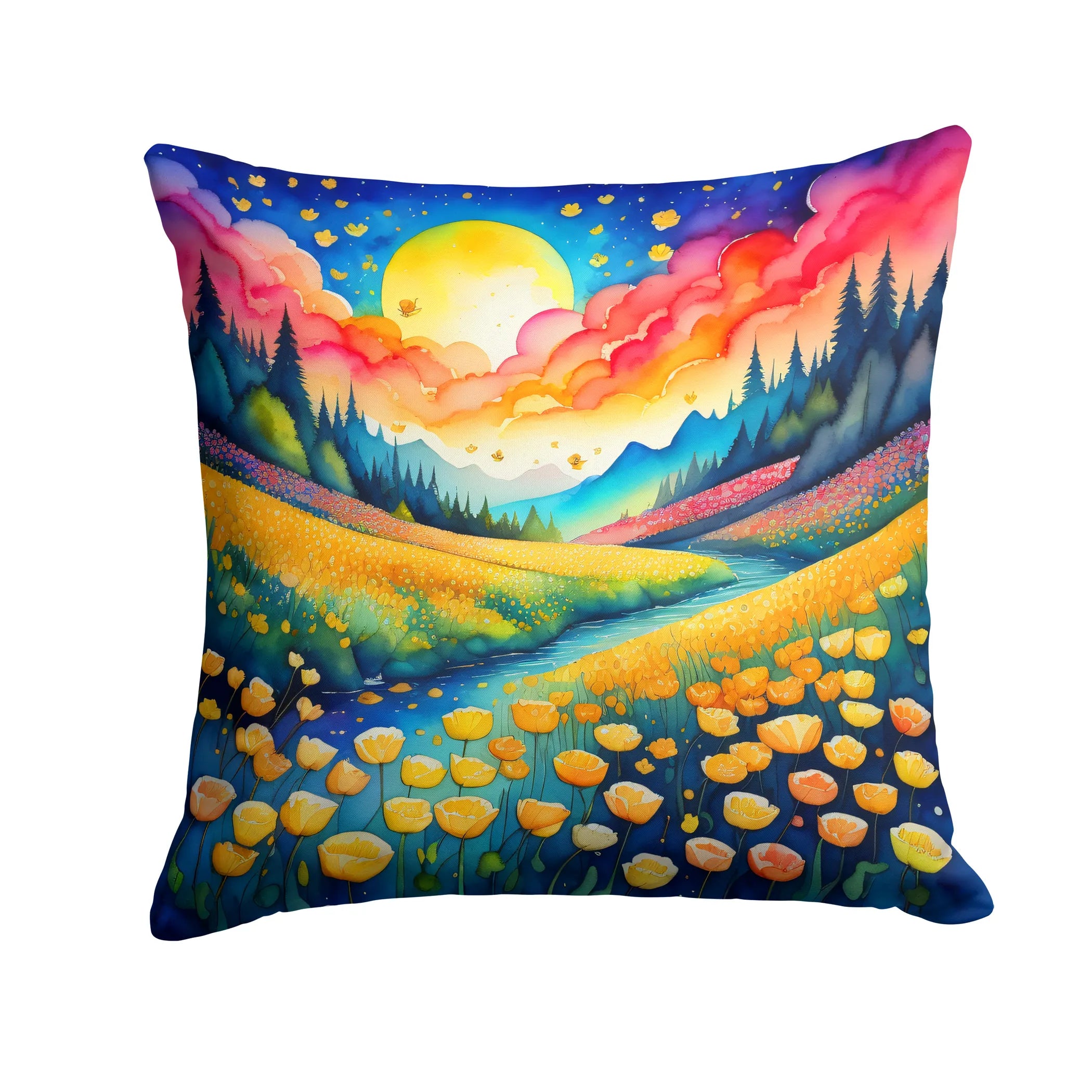 Colorful Flowers Throw Pillow - Pack Of: 1 | Collection name: Colorful flowers