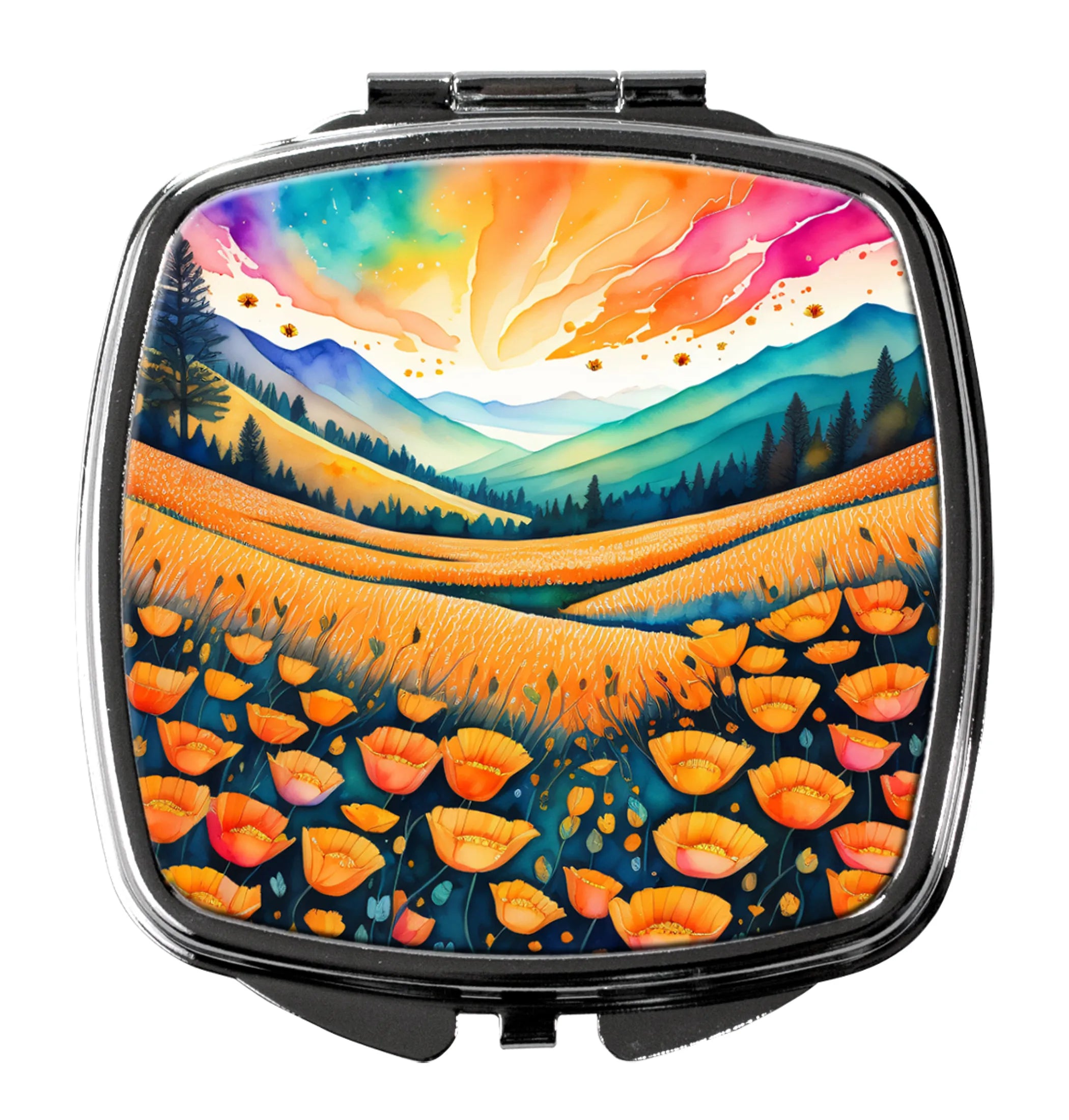 Colorful Flowers Compact Mirror - Pack Of: 1 | Collection name: Colorful flowers