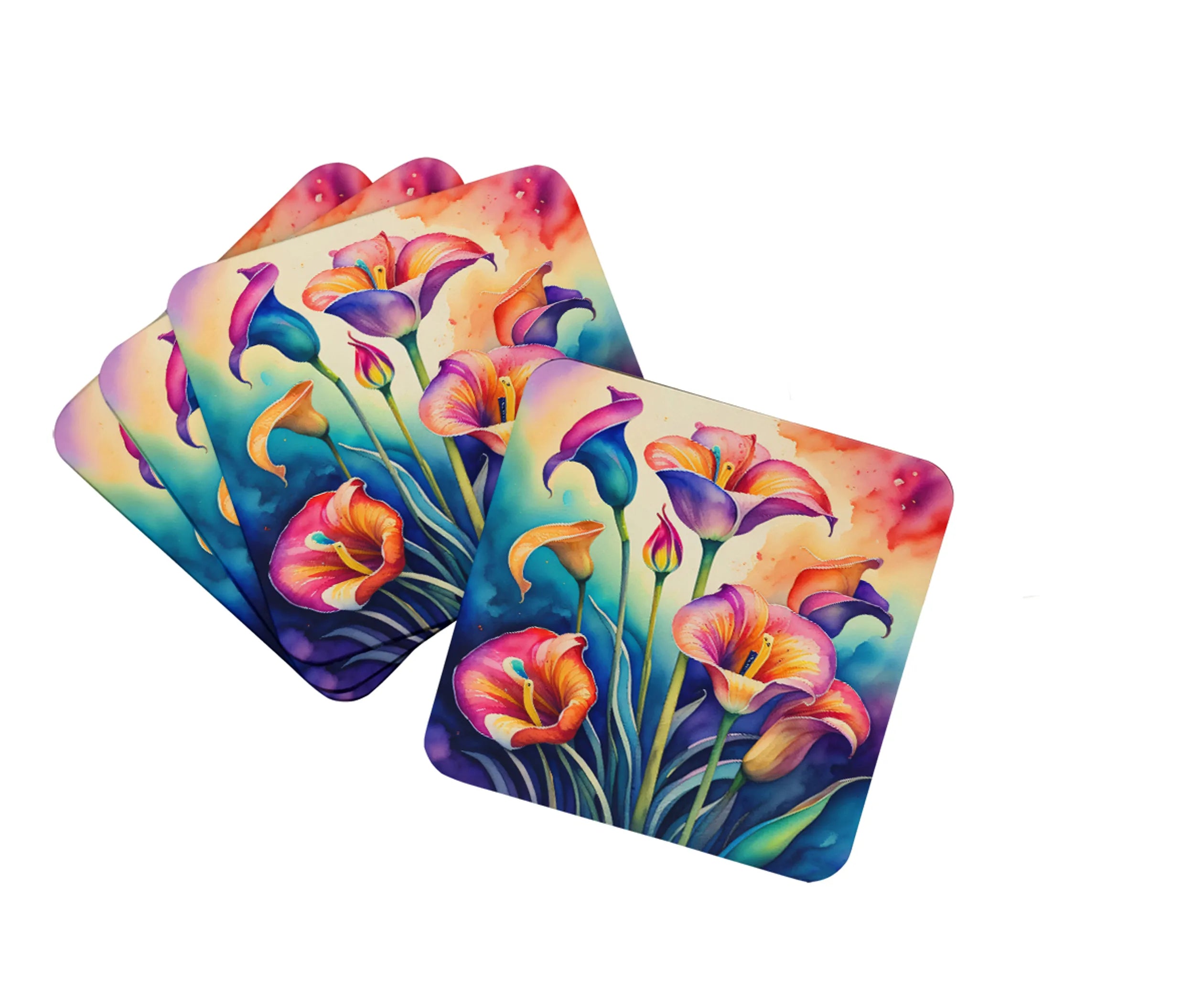 Colorful Flowers Foam Coasters - Size: 3.5 | Pack Of: 1 | Collection name: Colorful flowers