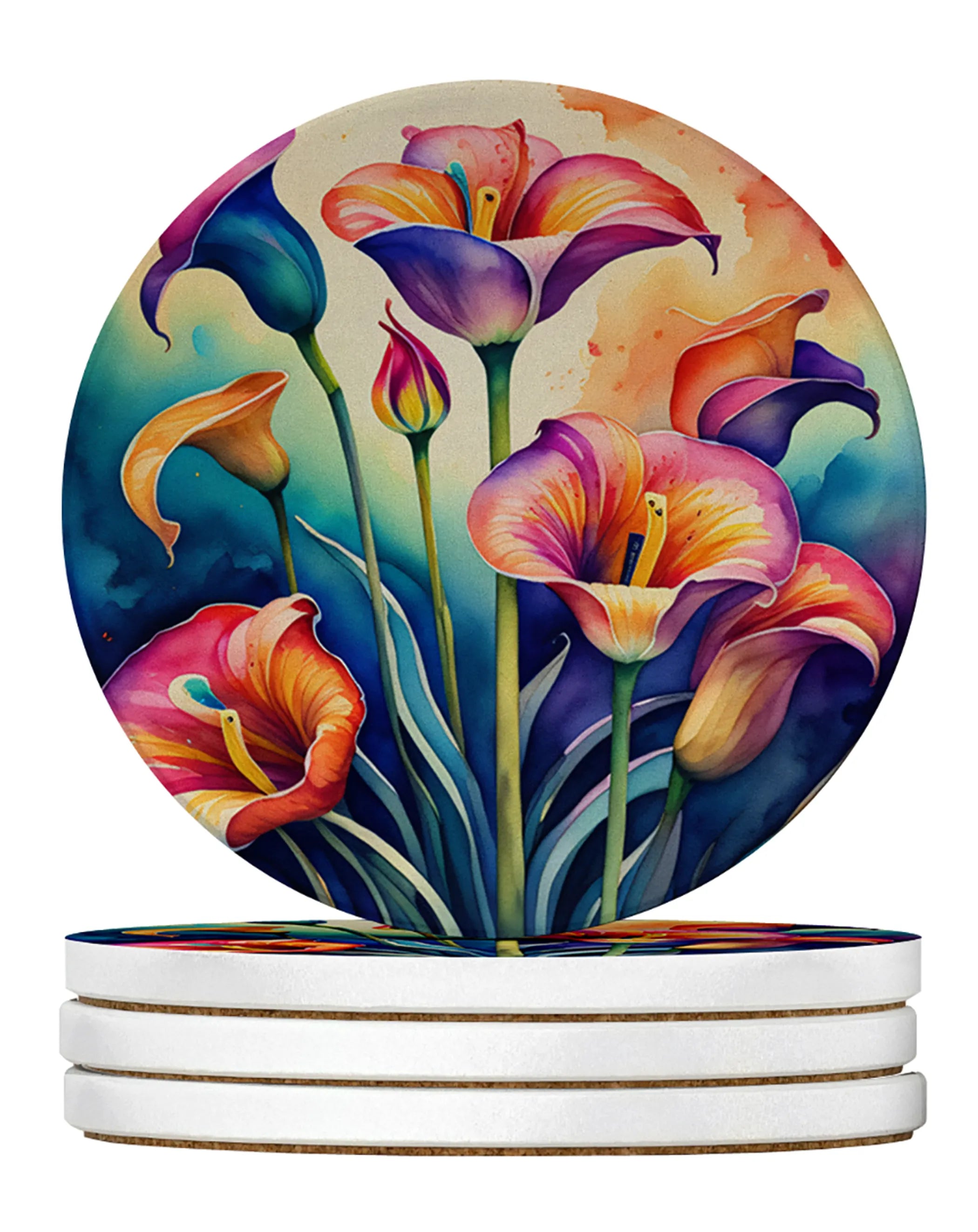 Colorful Flowers Large Sandstone Coasters Pack of 4