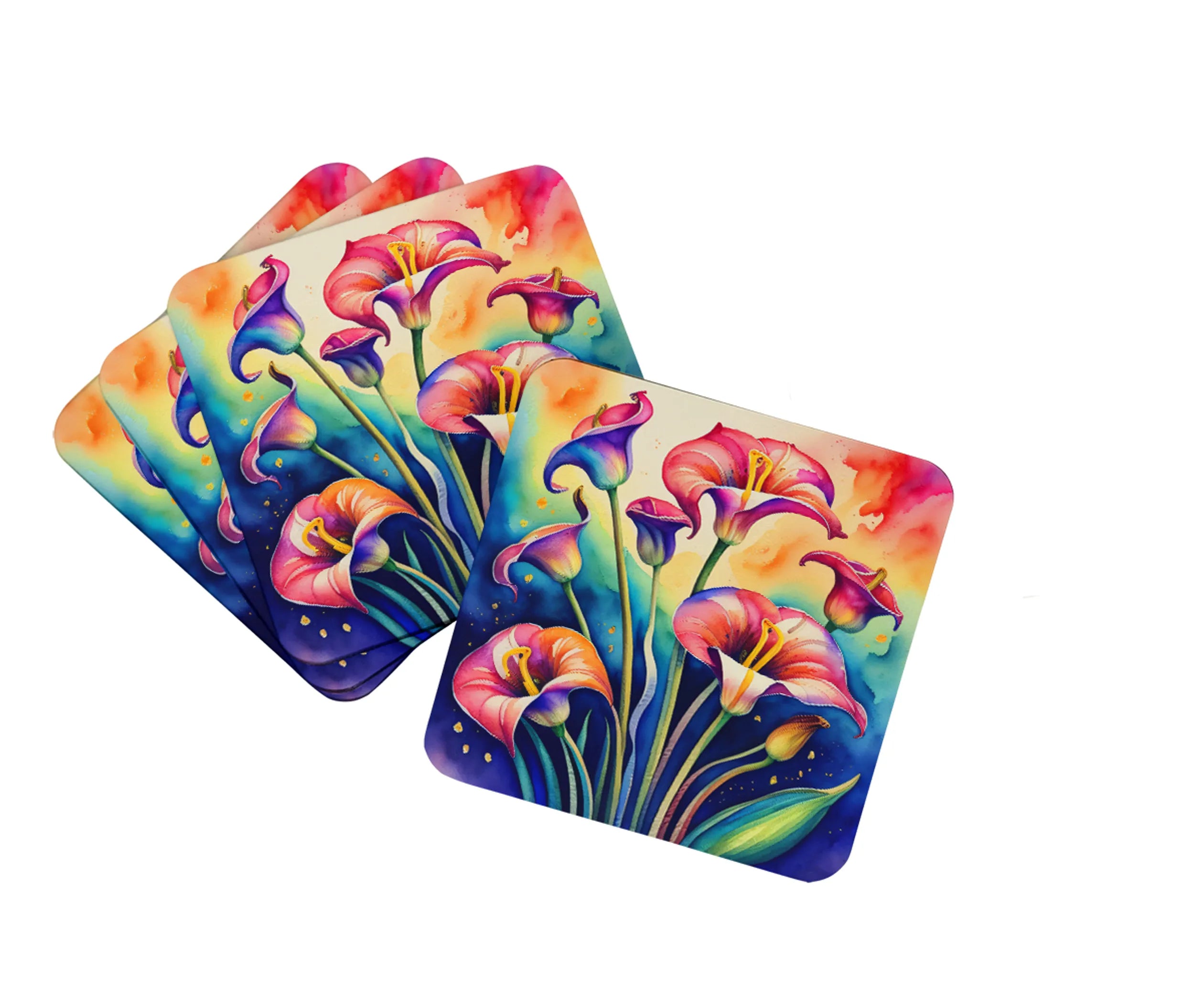 Colorful Flowers Foam Coasters - Size: 3.5 | Pack Of: 1 | Collection name: Colorful flowers