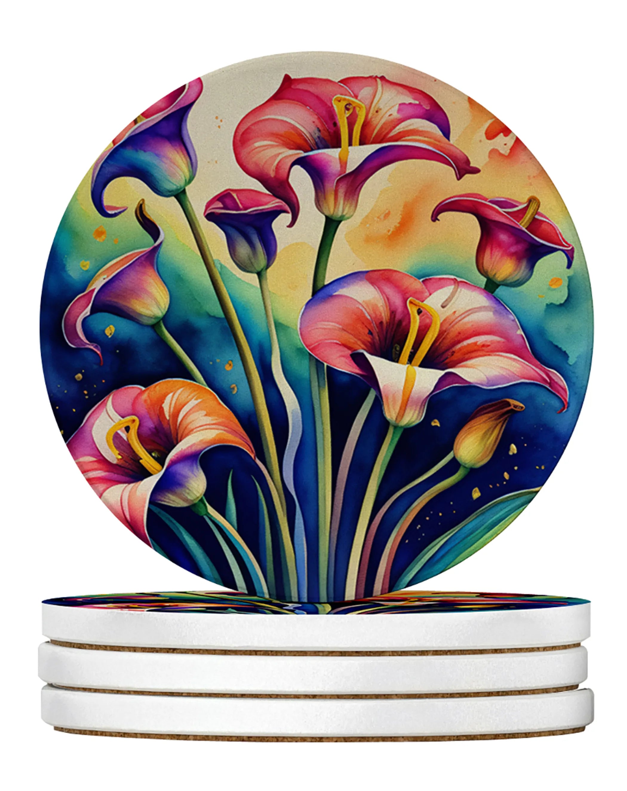 Colorful Flowers Large Sandstone Coasters Pack of 4